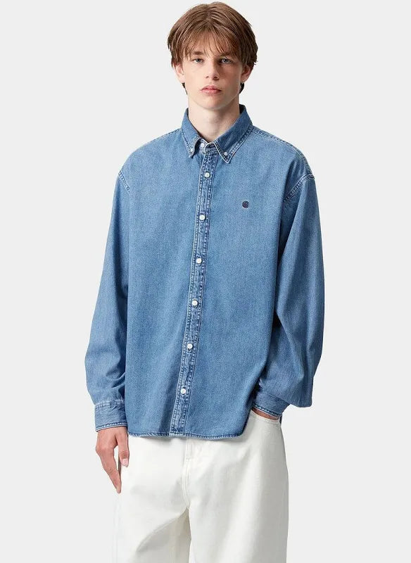 CARHARTT WIP L/S Lucas Shirt Blue Stone Washed
