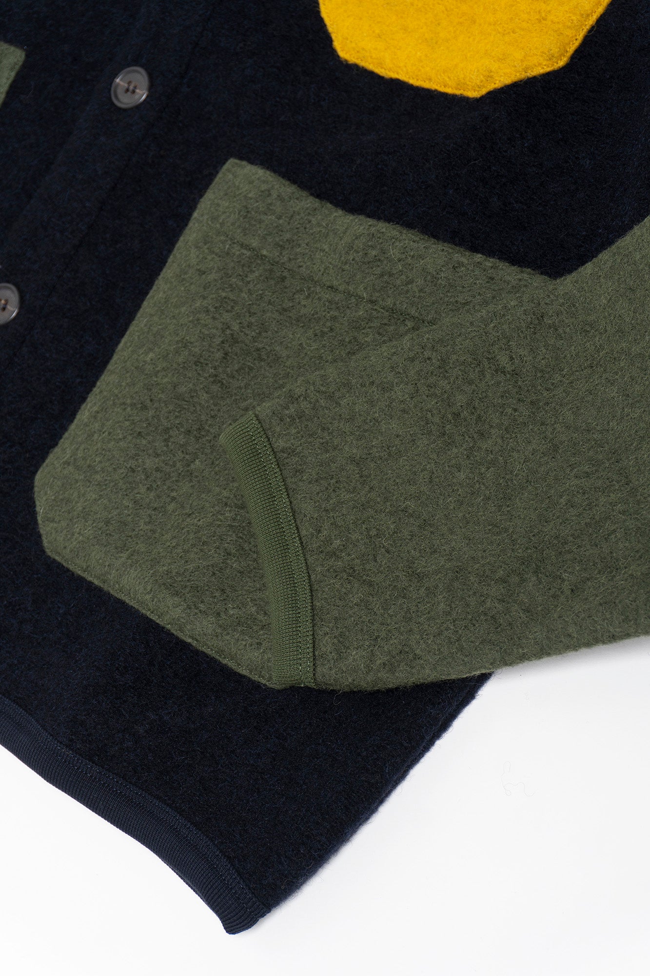 UNIVERSAL WORKS x Fresh Cardigan Wool Fleece Navy Yellow