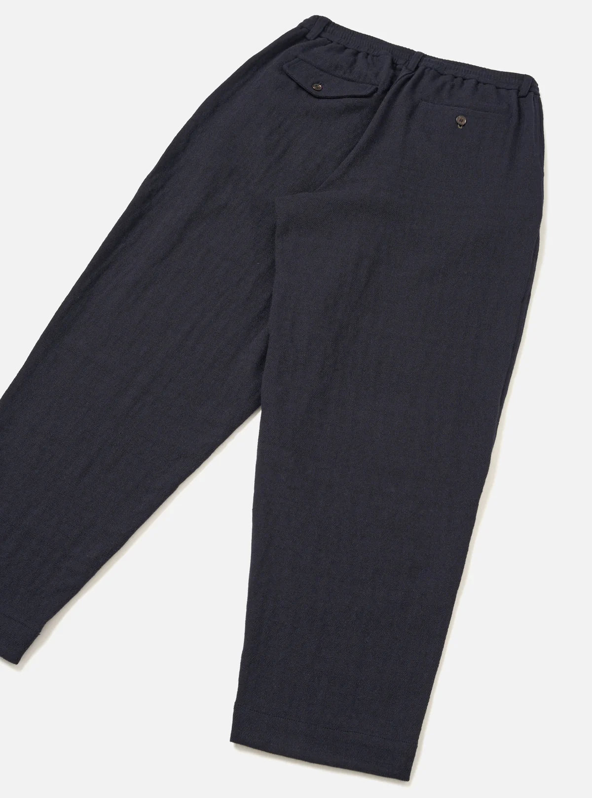 UNIVERSAL WORKS Dark Navy Robin Wool Mix Pleated Track Pant