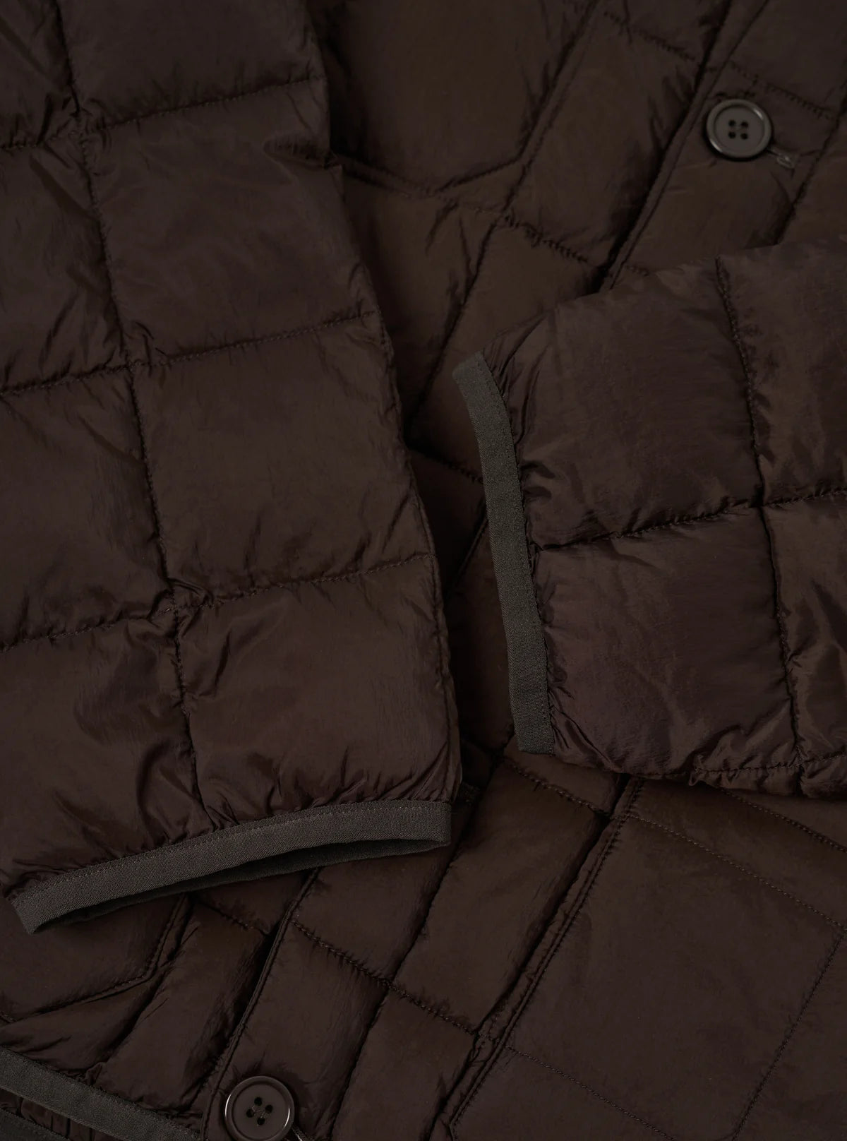 TAION x UNIVERSAL WORKS Brown Nylon Soft Shell Down Cardigan