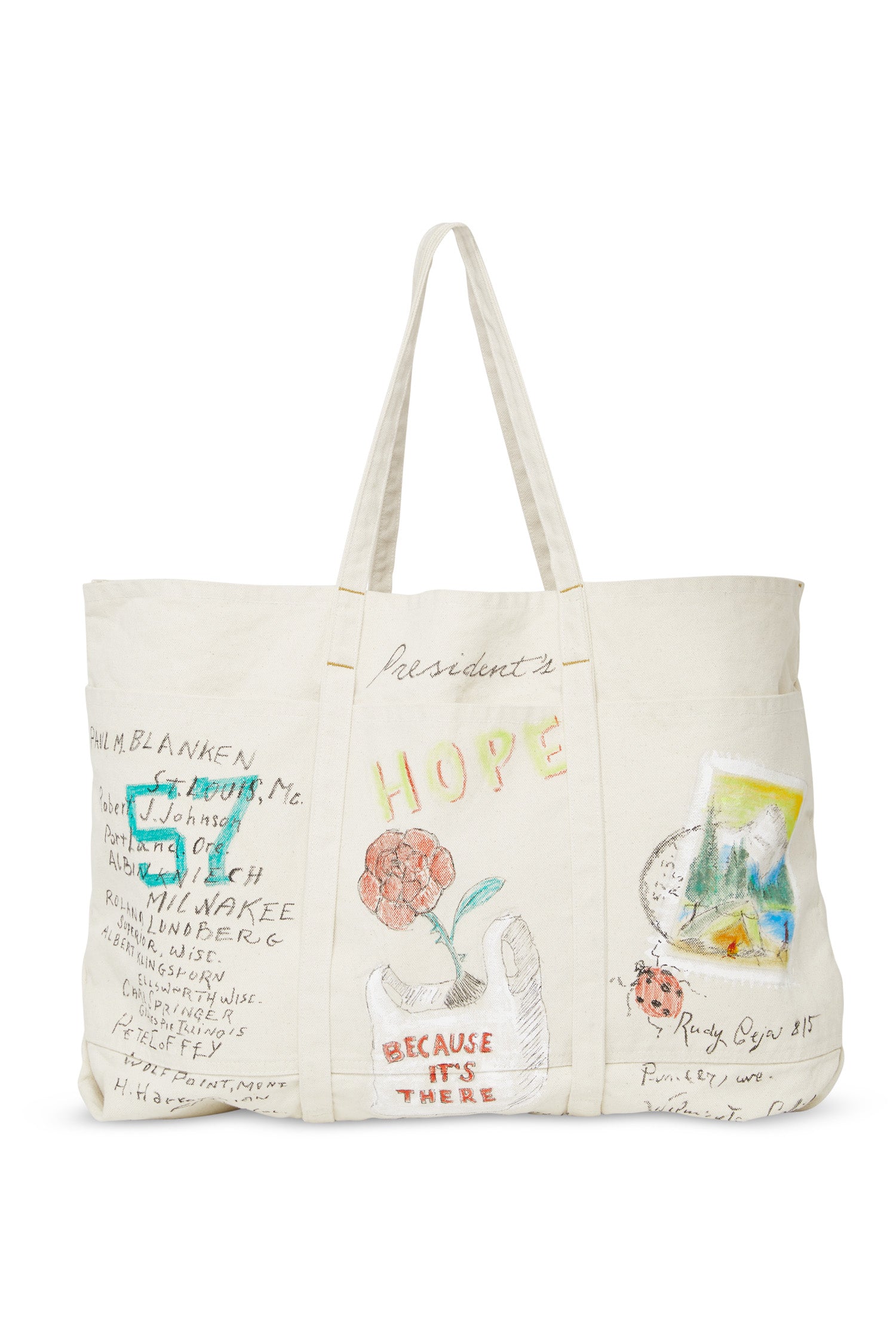 PRESIDENT'S Tote Bag In Ecru Canvas Hand Paint