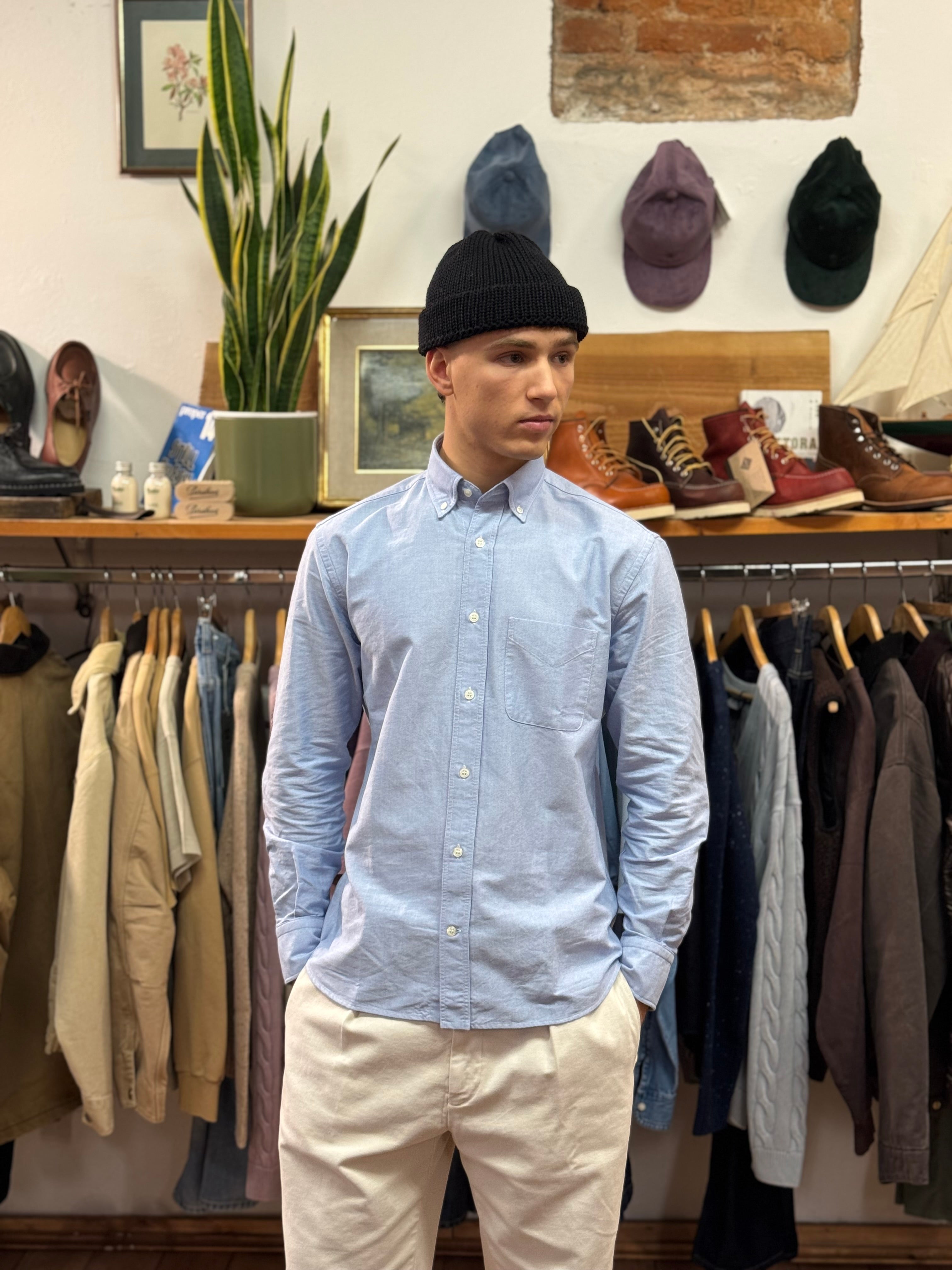 Chemise boutonnée en coton Oxford bleu clair FRESH