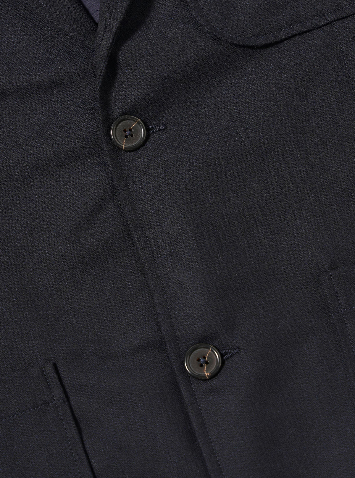 UNIVERSAL WORKS Dark Navy Upcycled Italian Tweed Two Button Jacket