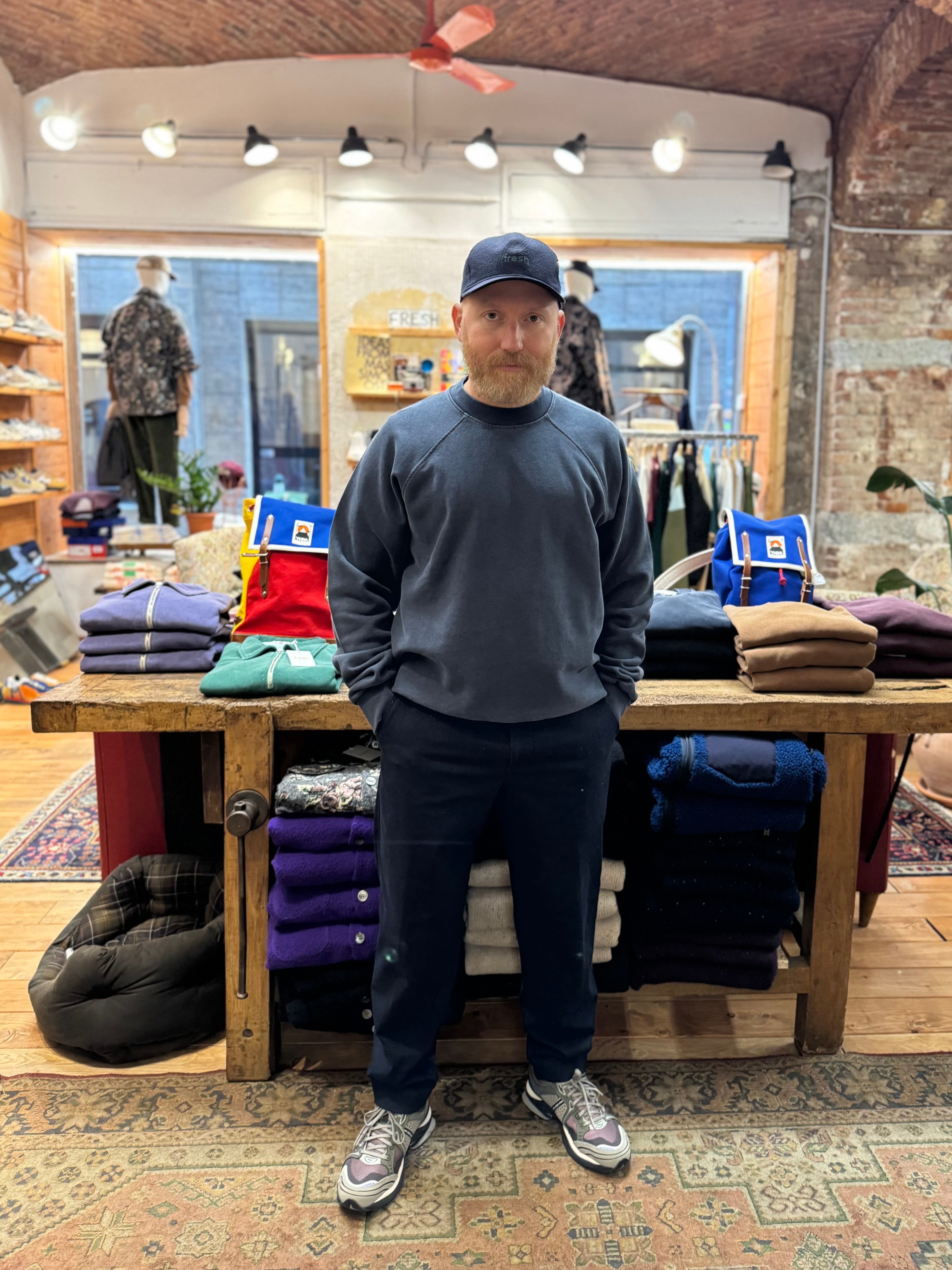FRESH Billie Plated Cotton Sweatshirt in Night Blue
