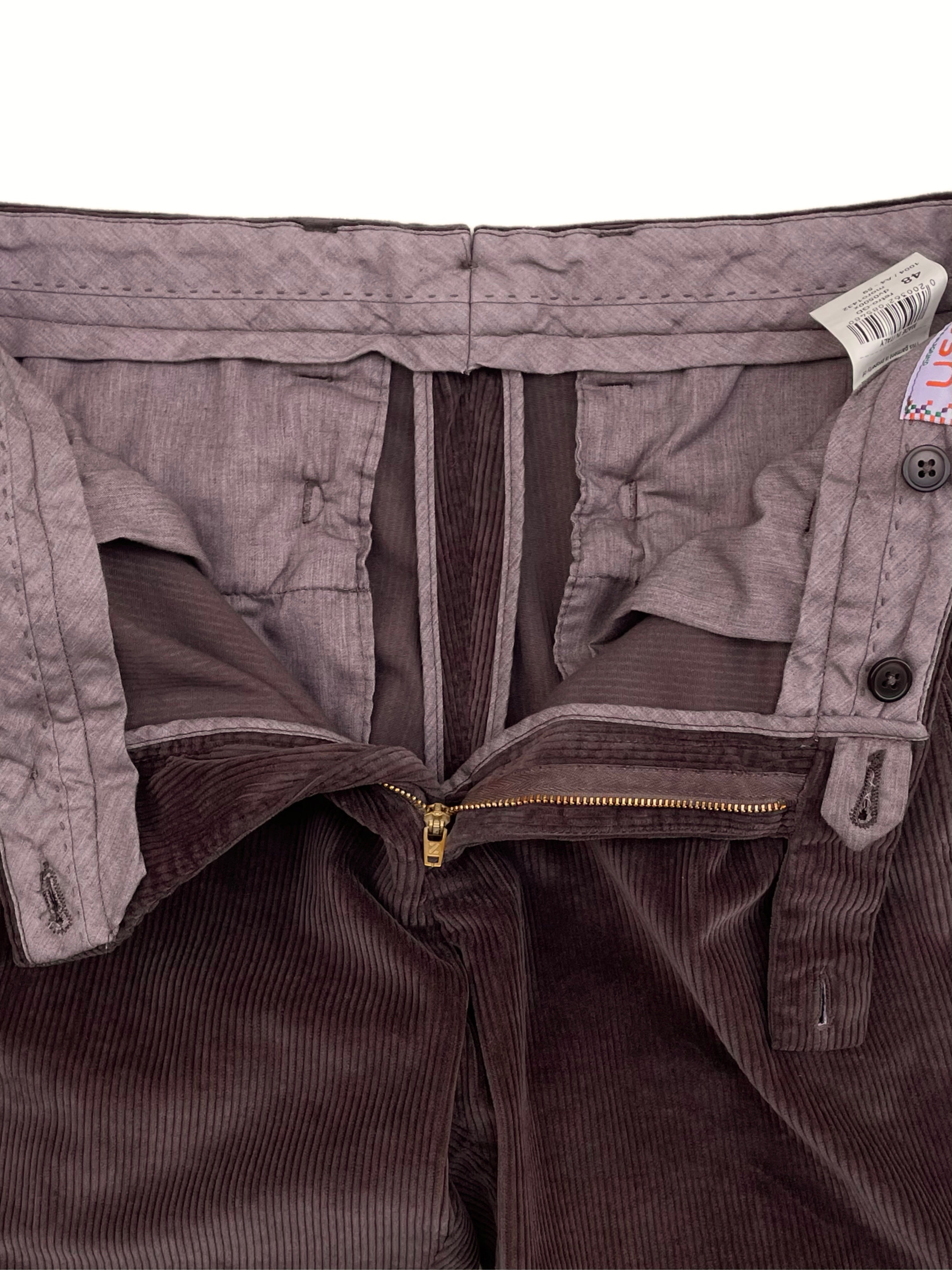 FRESH Pantalon chino plissé en velours côtelé marron