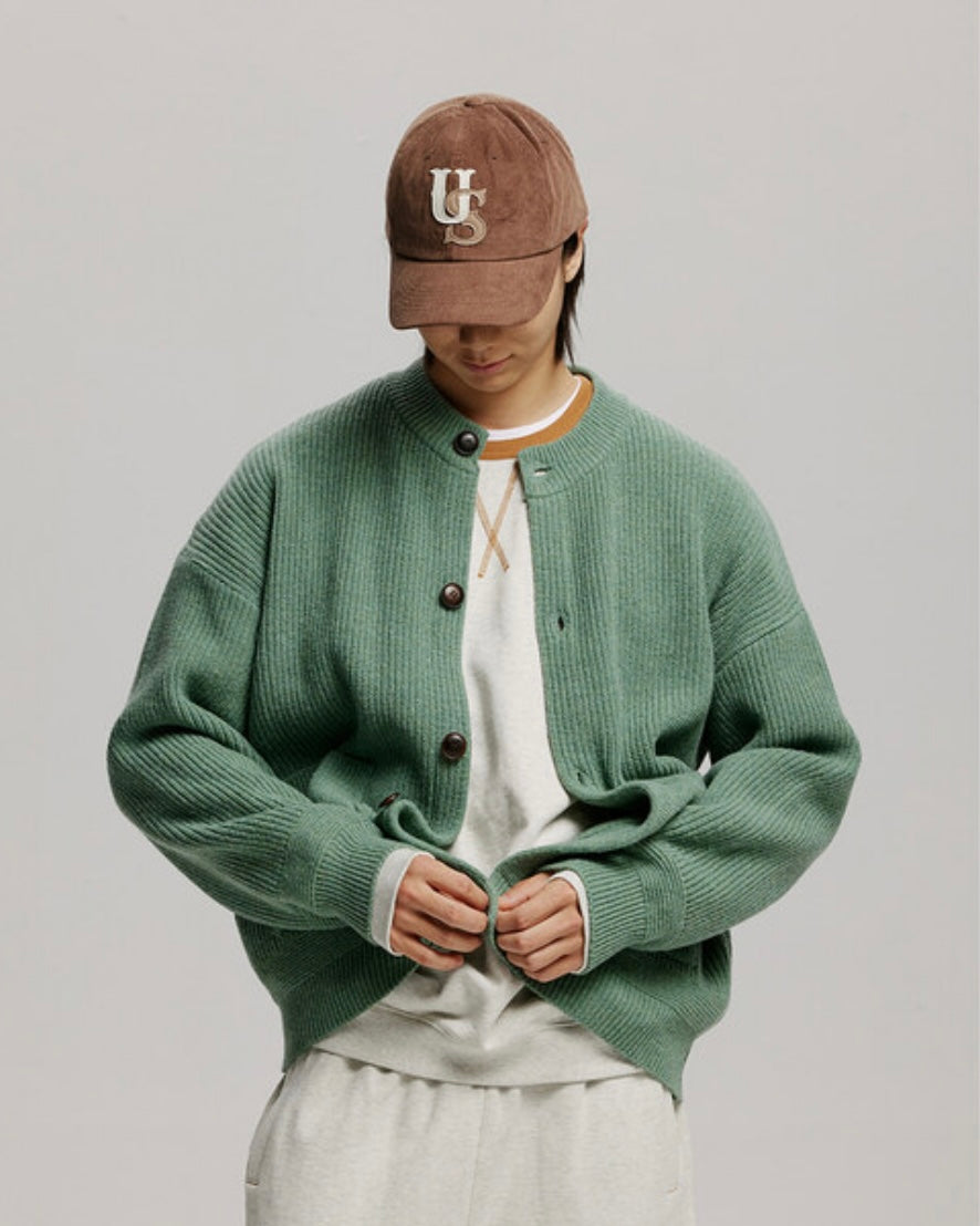 FRIZMWORKS Heavy Wool Round Cardigan Jade Green
