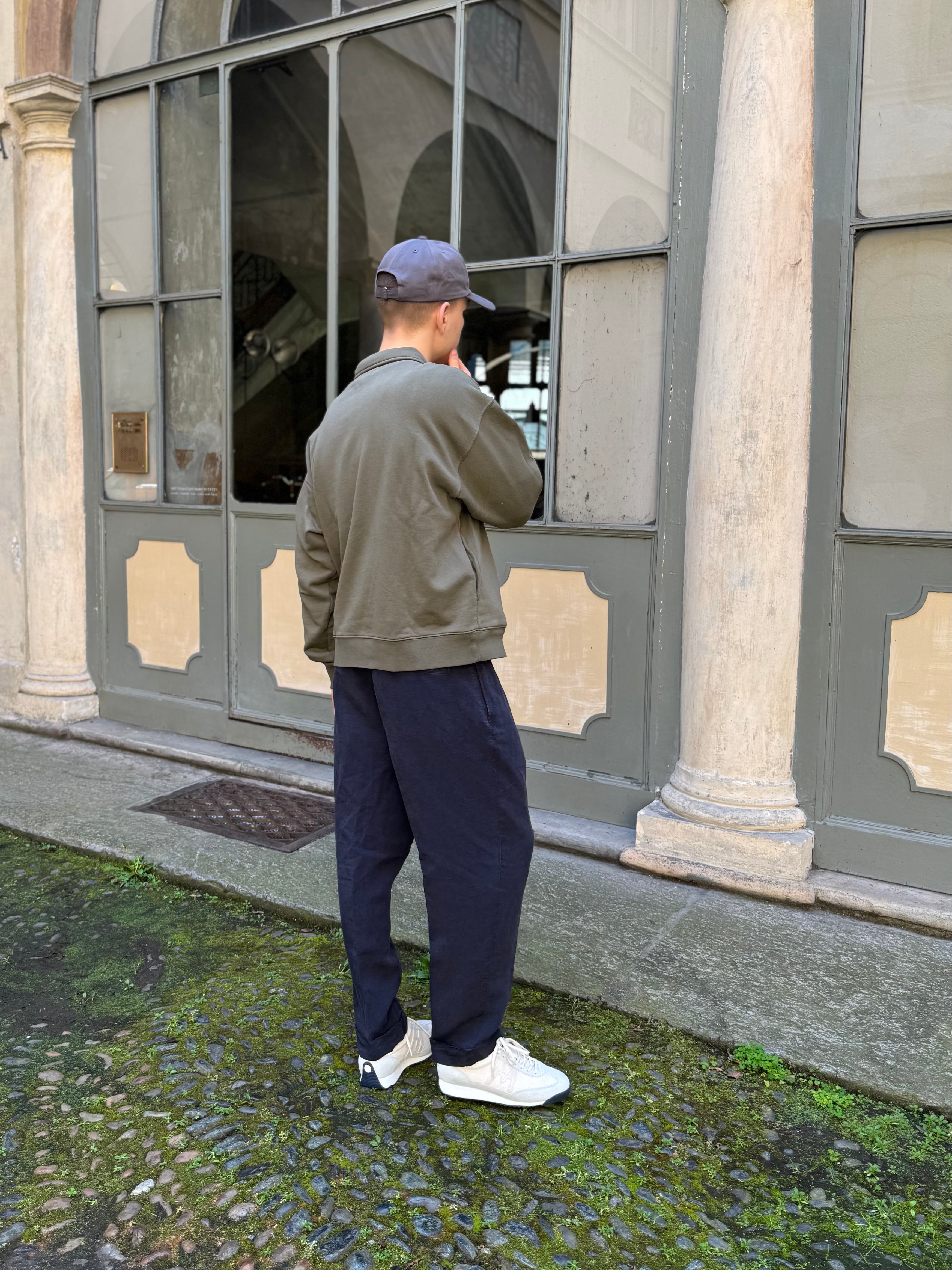 Felpa polo in cotone FRESH Mike in verde militare