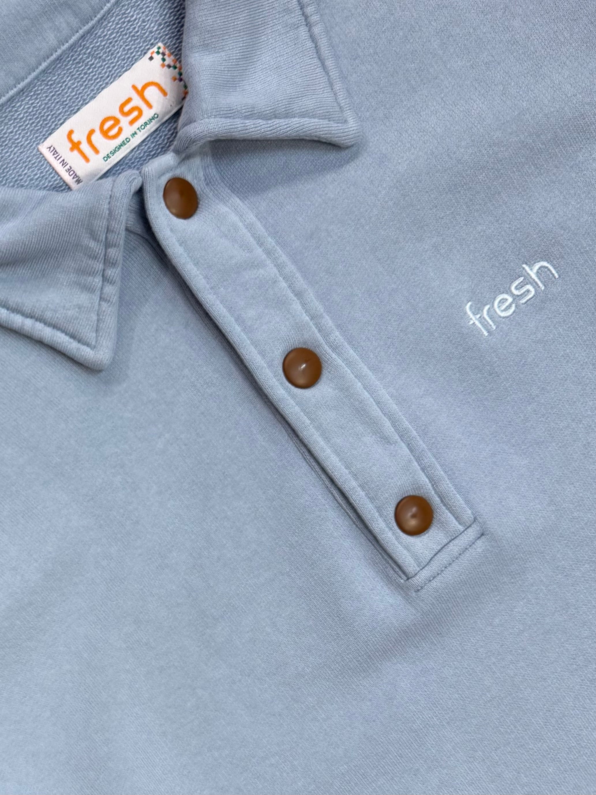 Sweat-shirt polo en coton FRESH Mike bleu sucre
