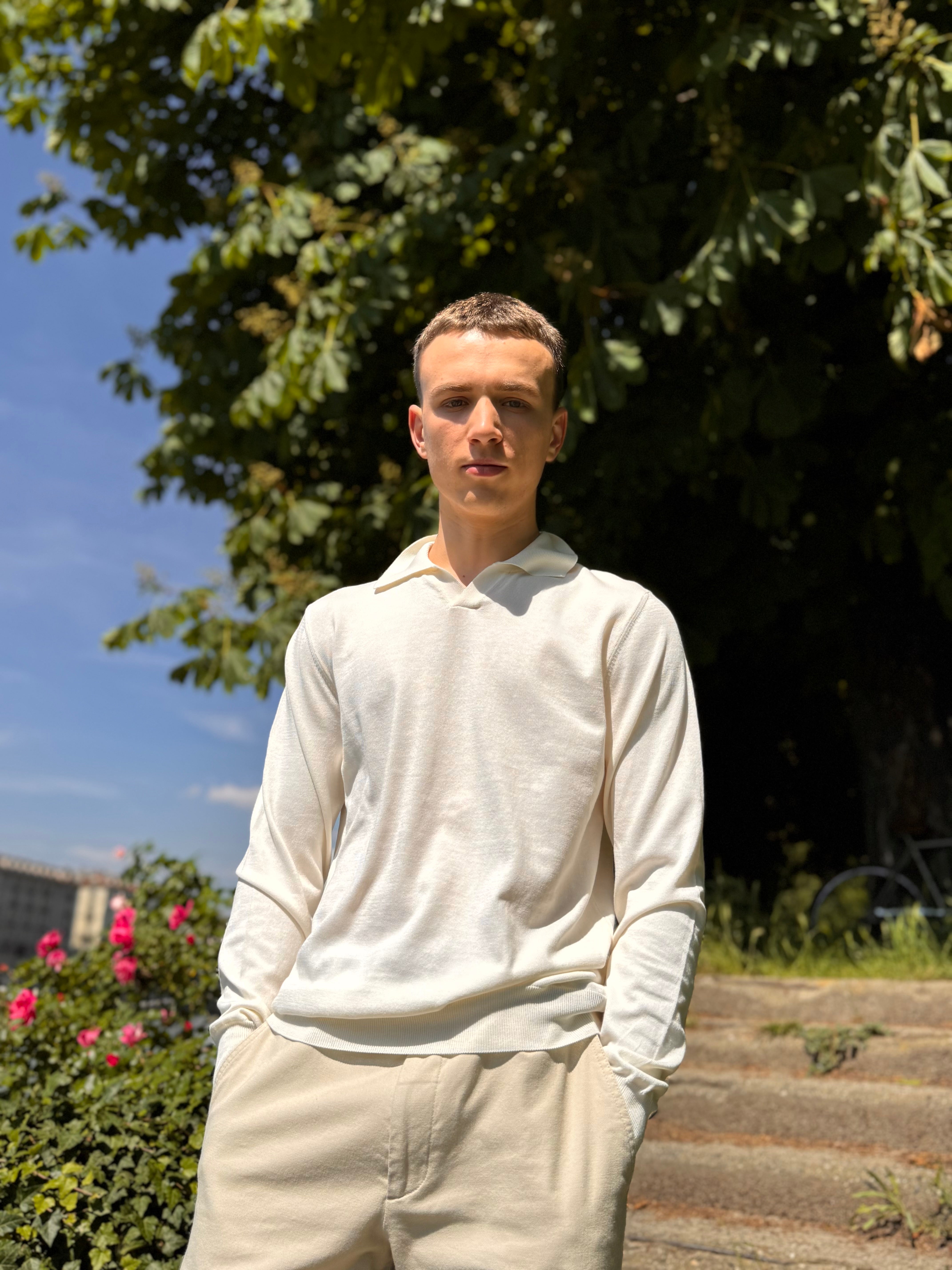 FRESH Morrissey Cotton Polo Shirt in White