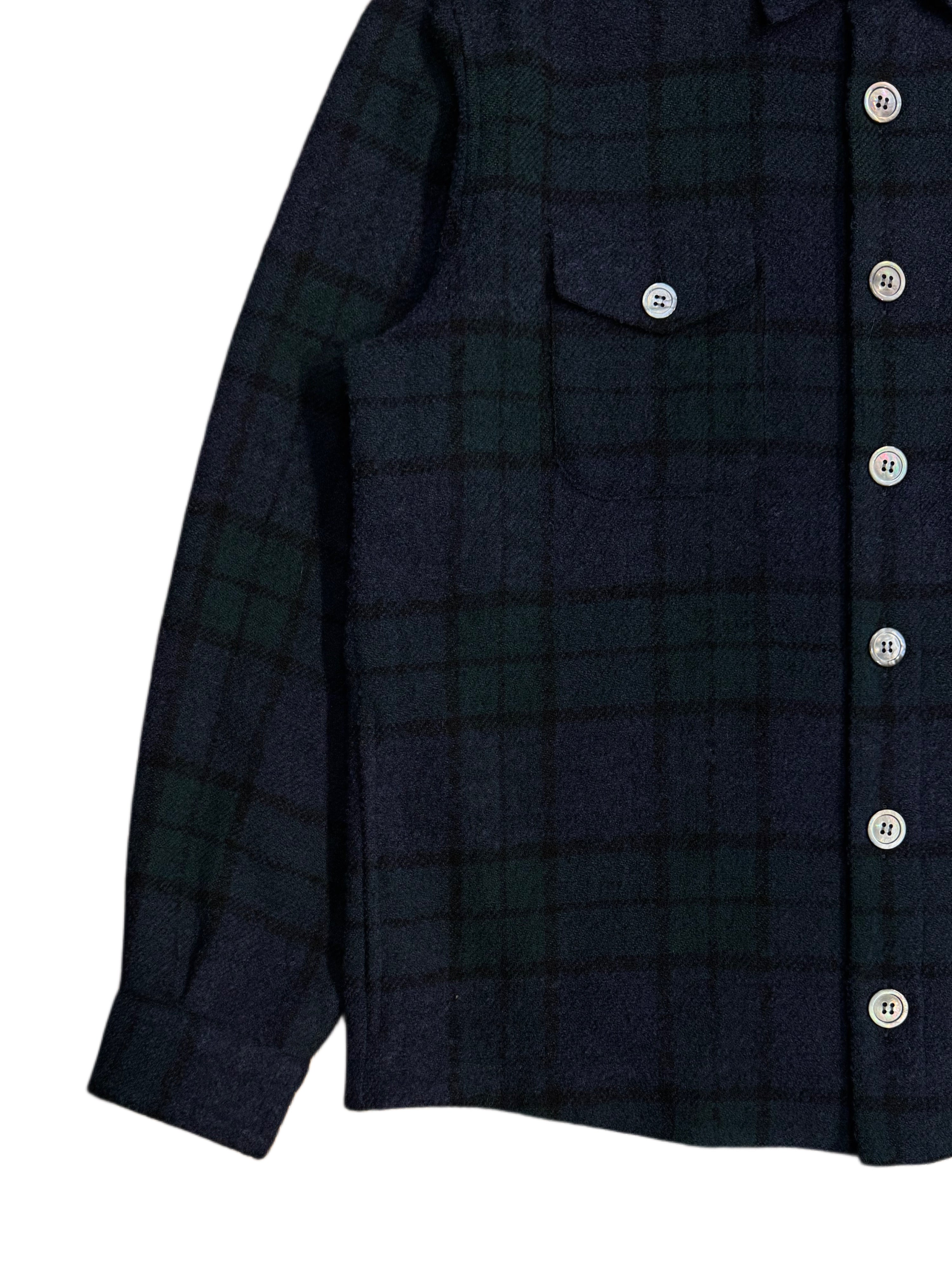 FRESH Tartan Wool Overshirt in Blue and Green