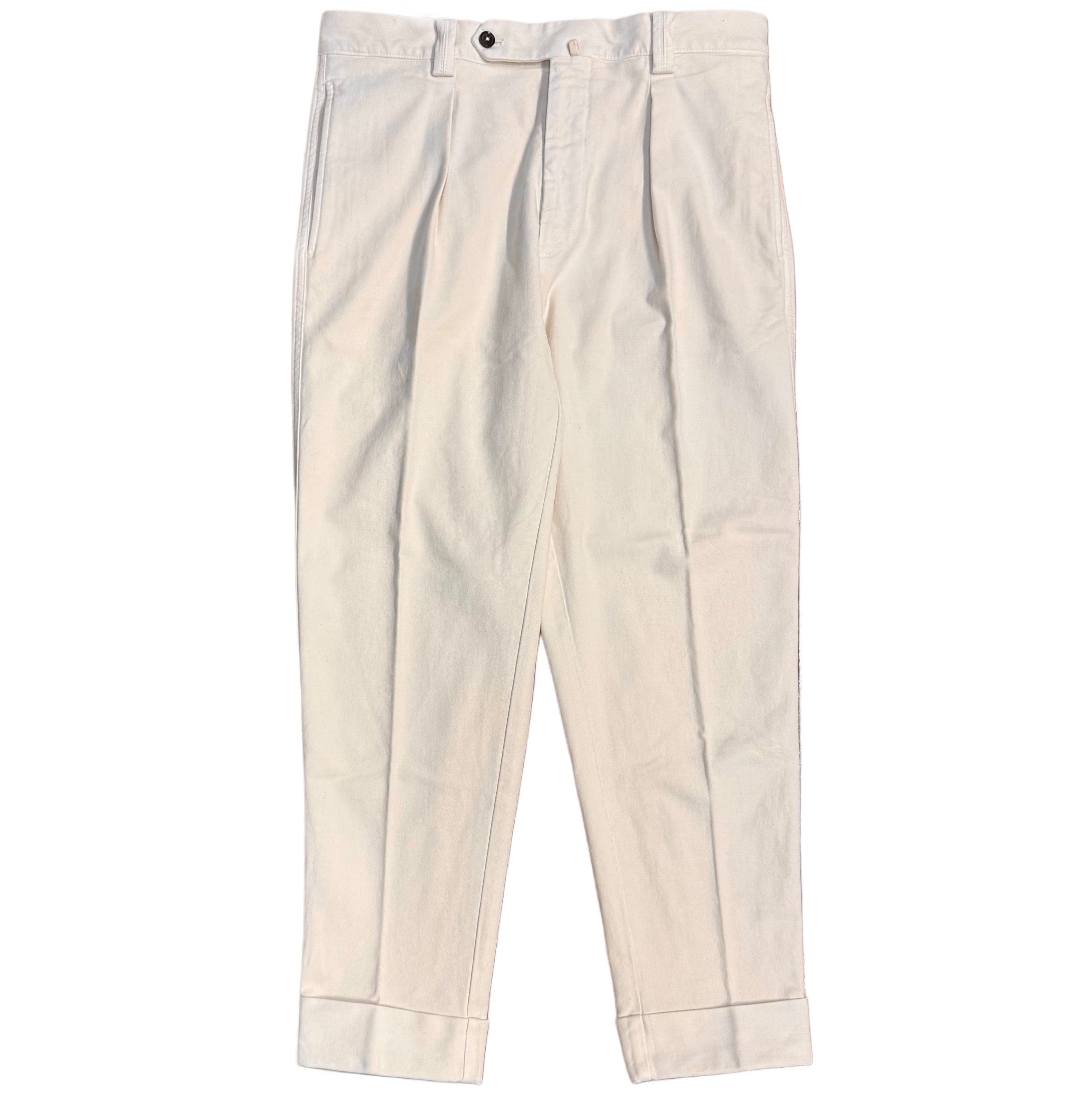 FRESH Camogli Moleskin Pleated Chino Pants In Old White