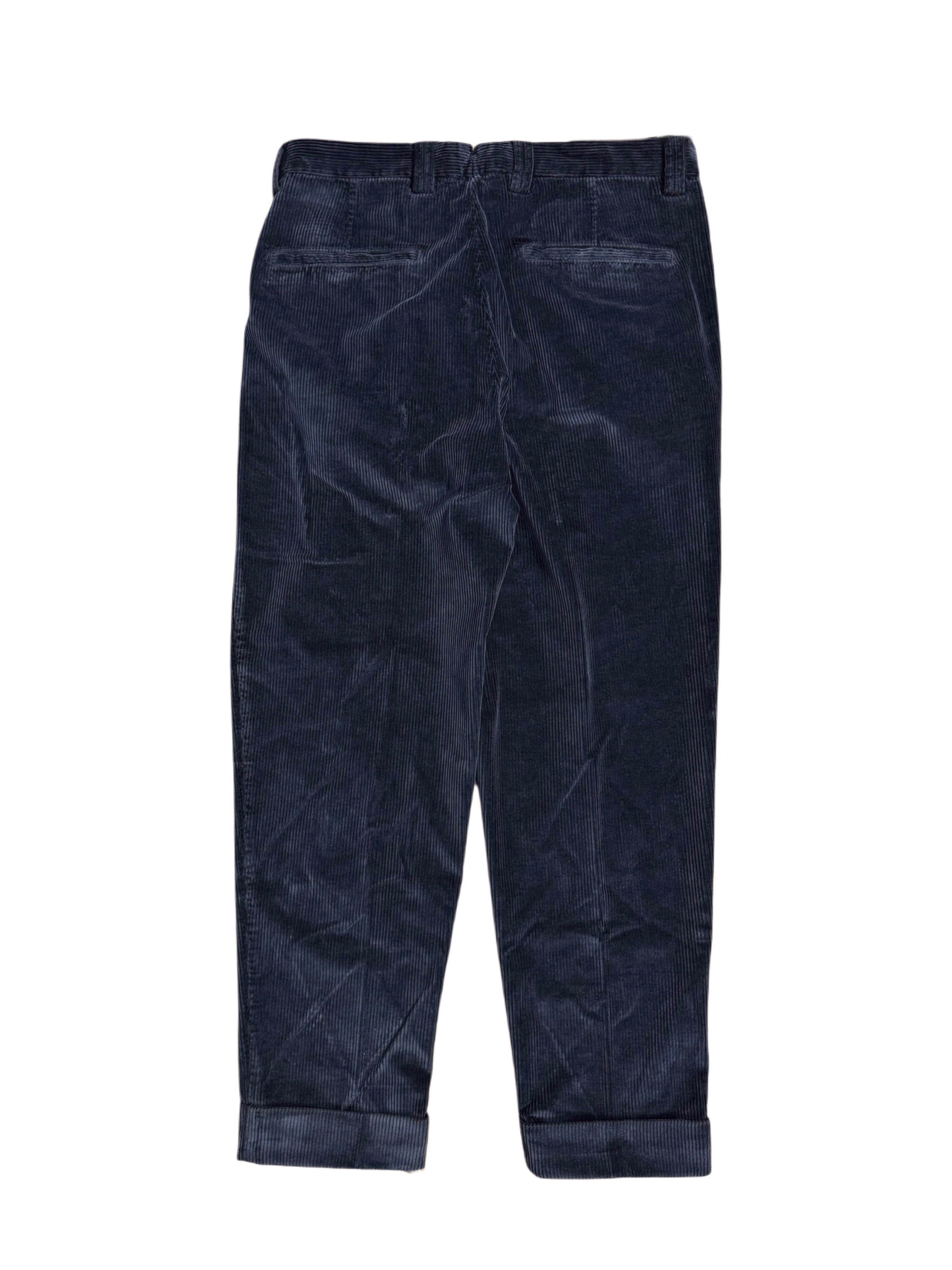 FRESH Camogli Corduroy Pleated Chino Pants In Blue Navy