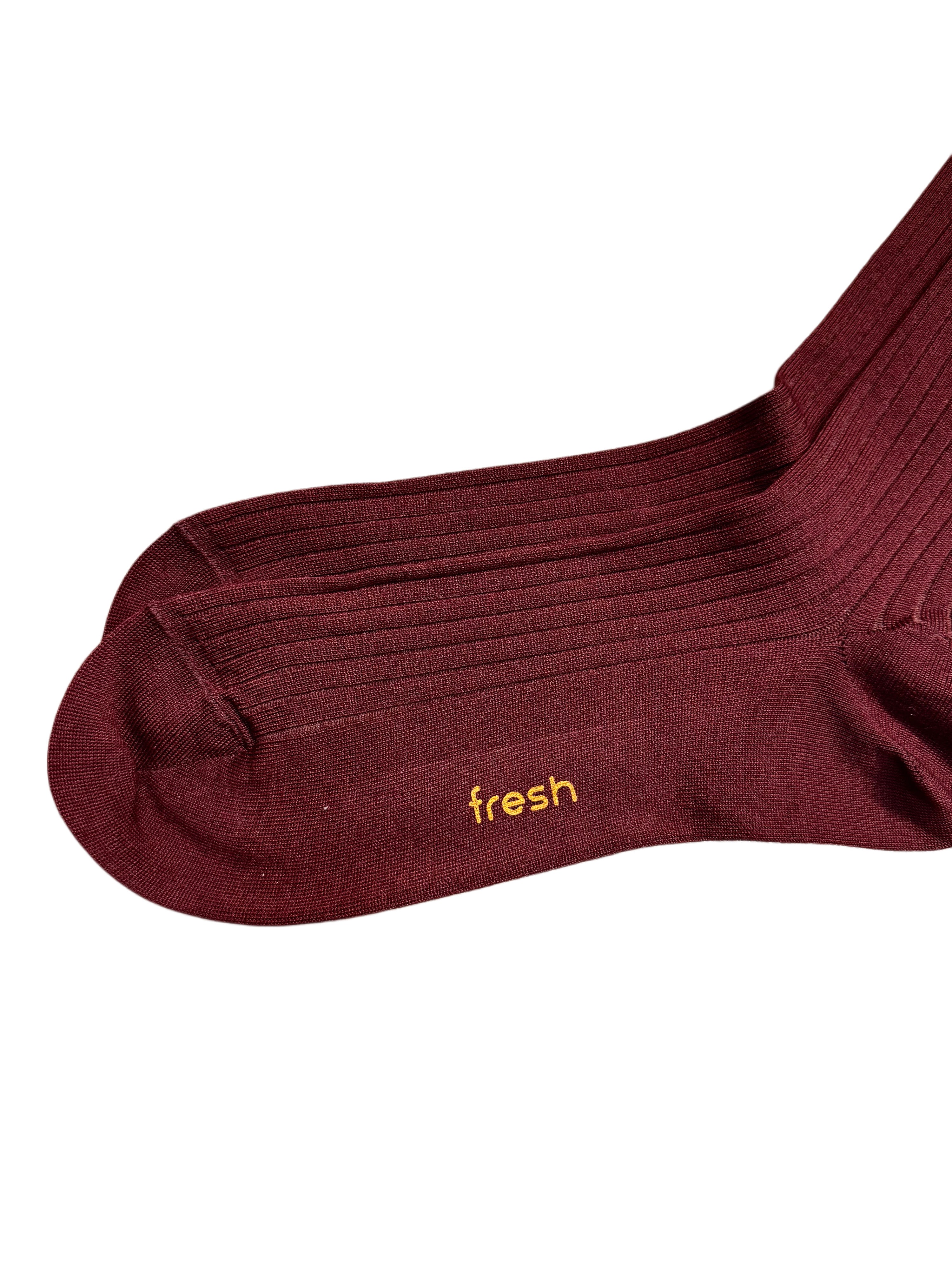 FRESH Cotton Mid-Calf Lenghth Socks In Bordeaux
