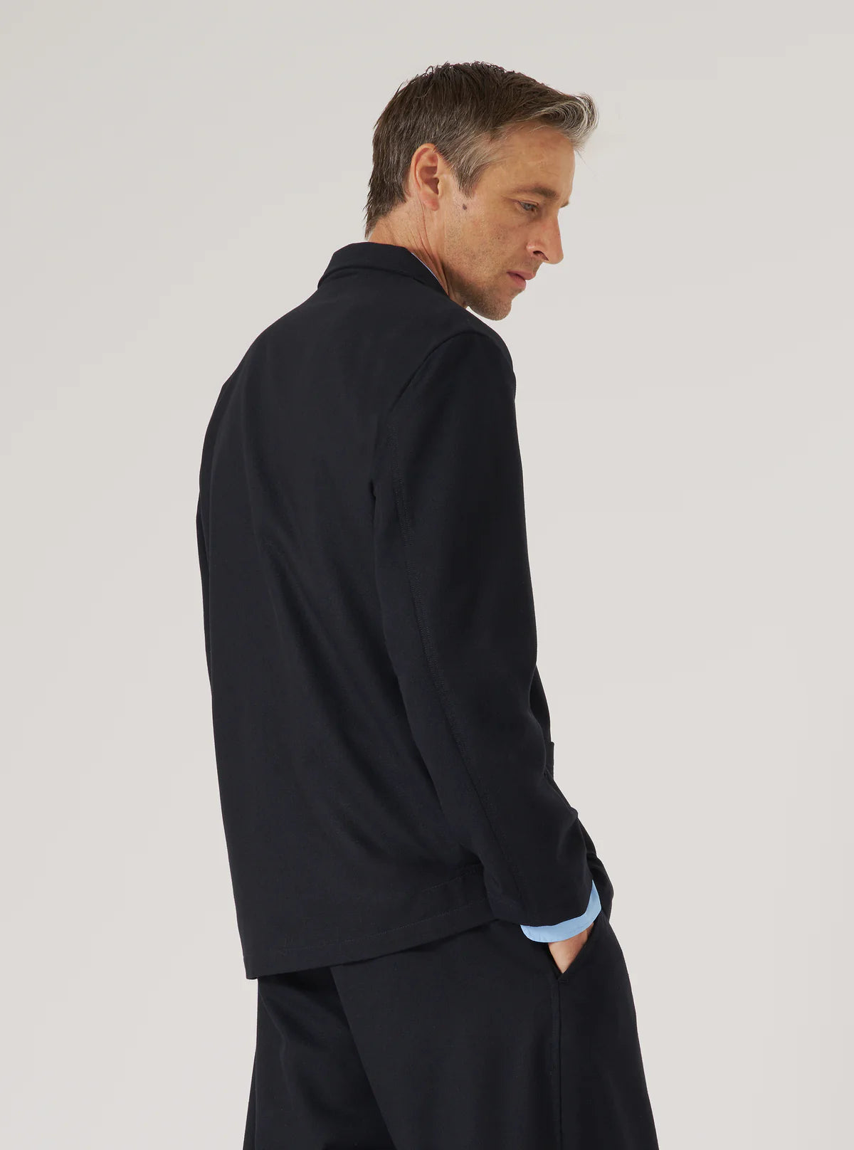UNIVERSAL WORKS Dark Navy Upcycled Italian Tweed Two Button Jacket