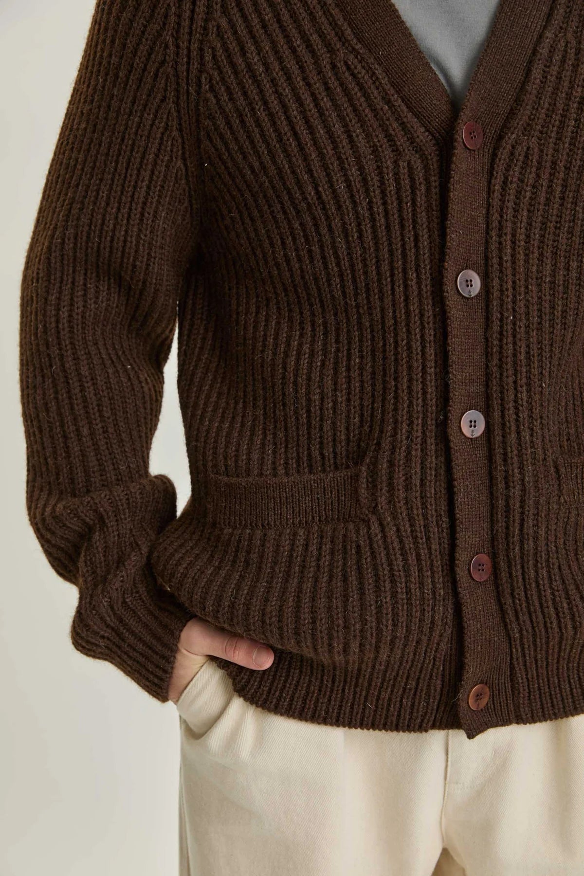 LA PAZ Abreu Brown Wool Cardigan