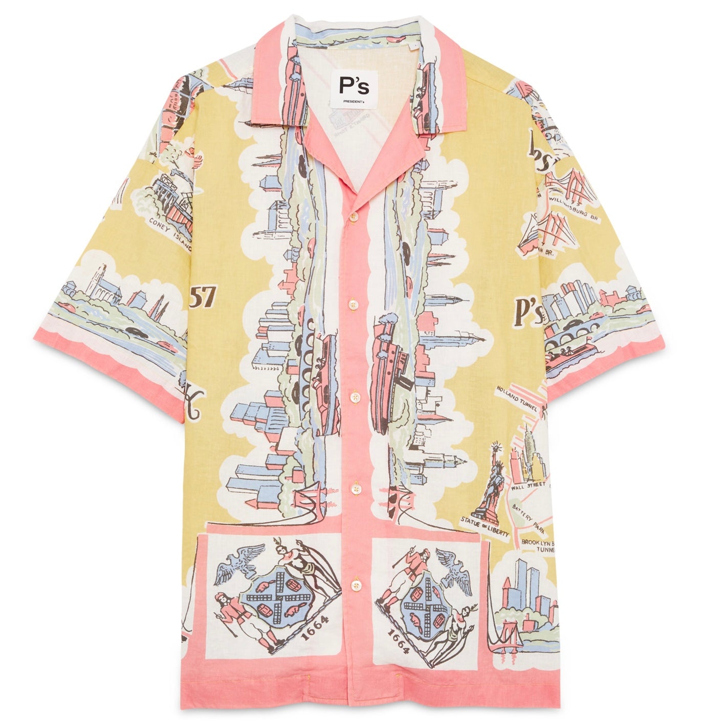PRESIDENT’S Reef New York Map Shirt In Yellow Popeline