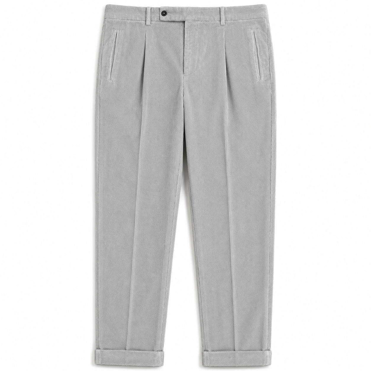 Pantaloni chino a pieghe in velluto a coste FRESCO in grigio Conza