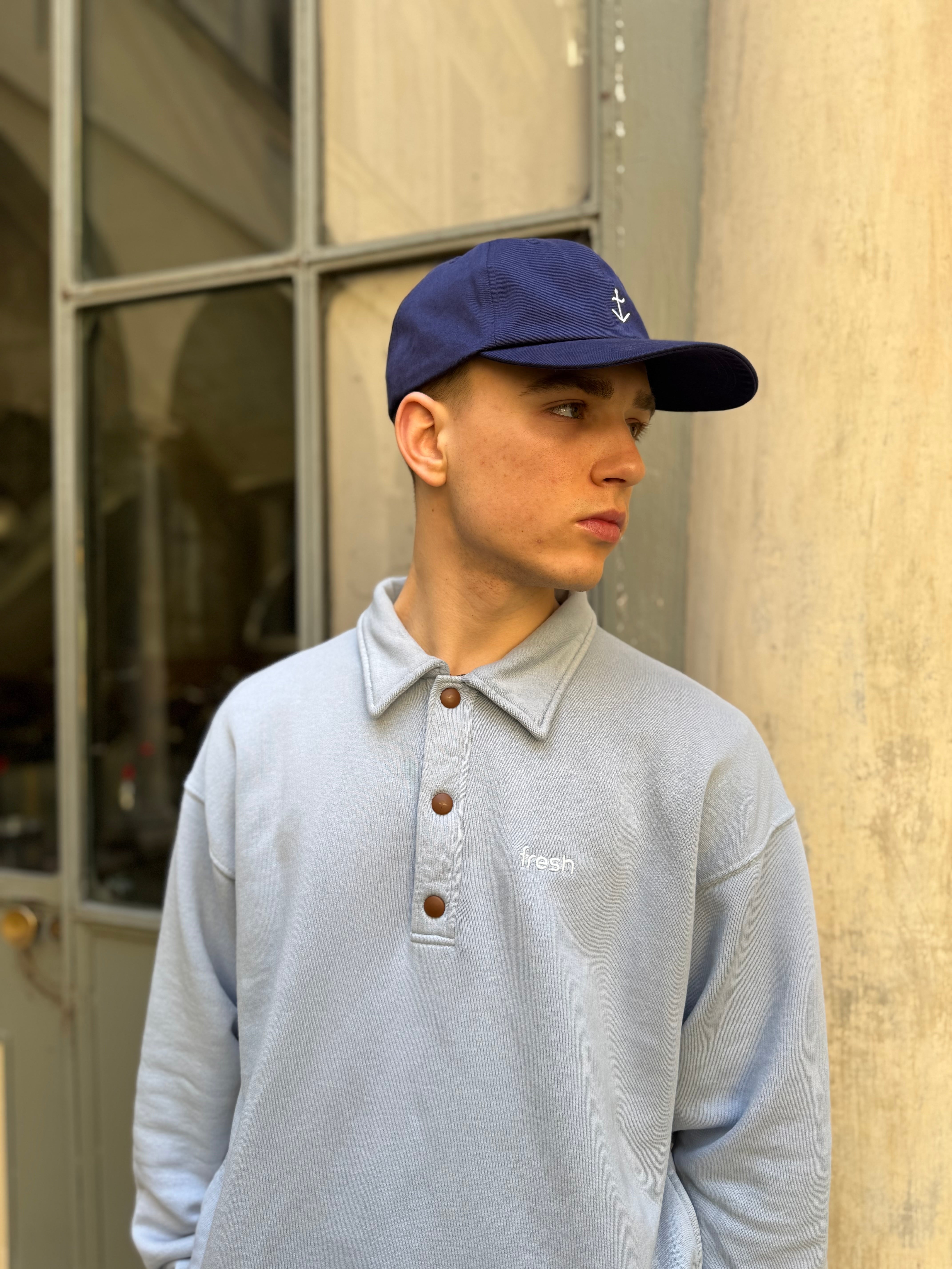 Sweat-shirt polo en coton FRESH Mike bleu sucre