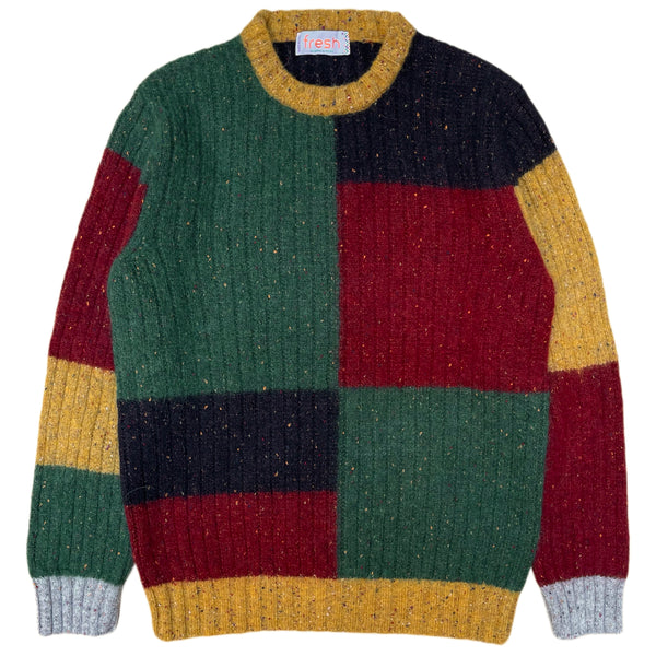 FRESH Issey Multi Colorblock Crew Neck Wool Sweater