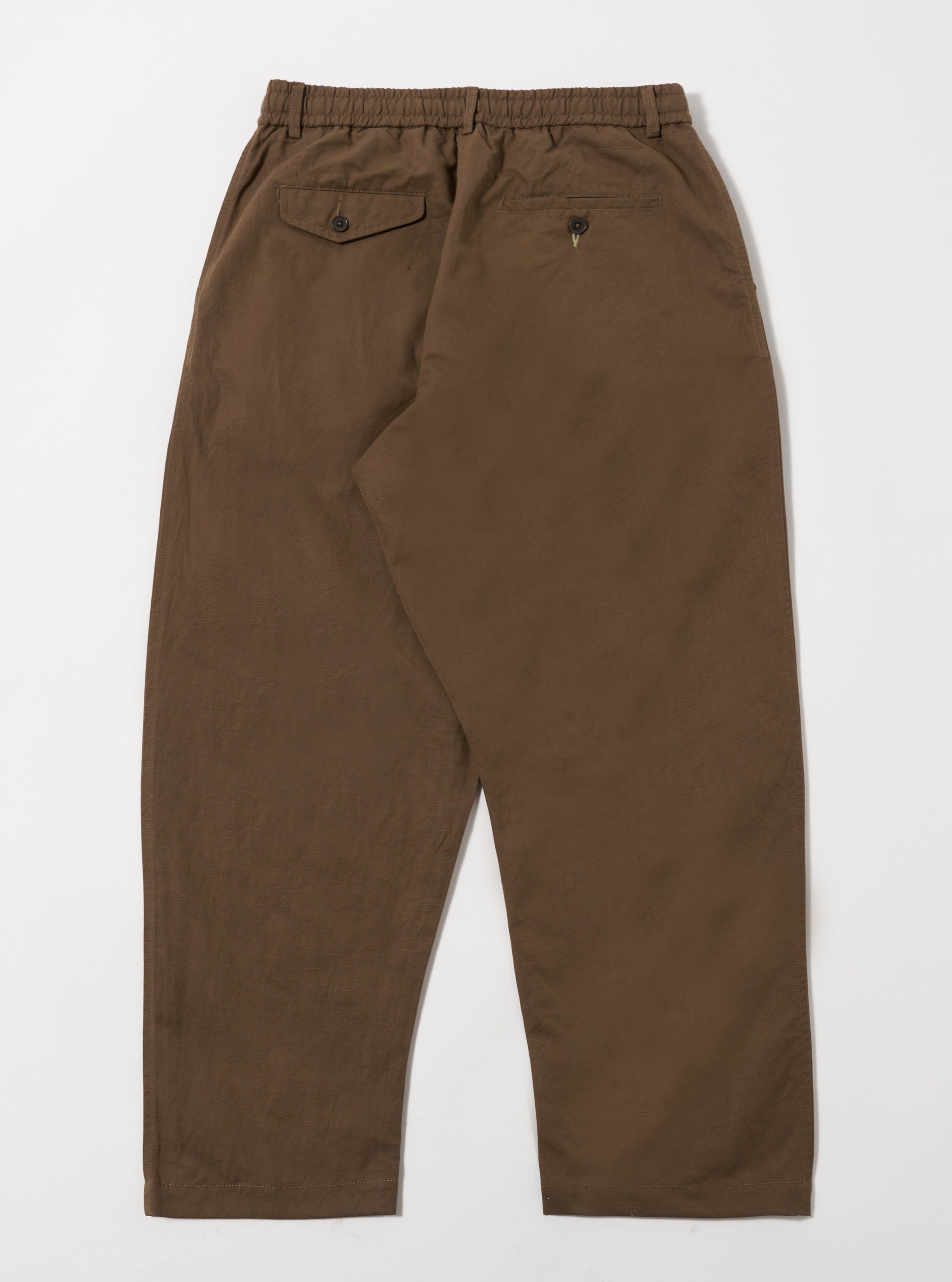 Pantaloni Oxford UNIVERSAL WORKS in lino kaki con trama slub