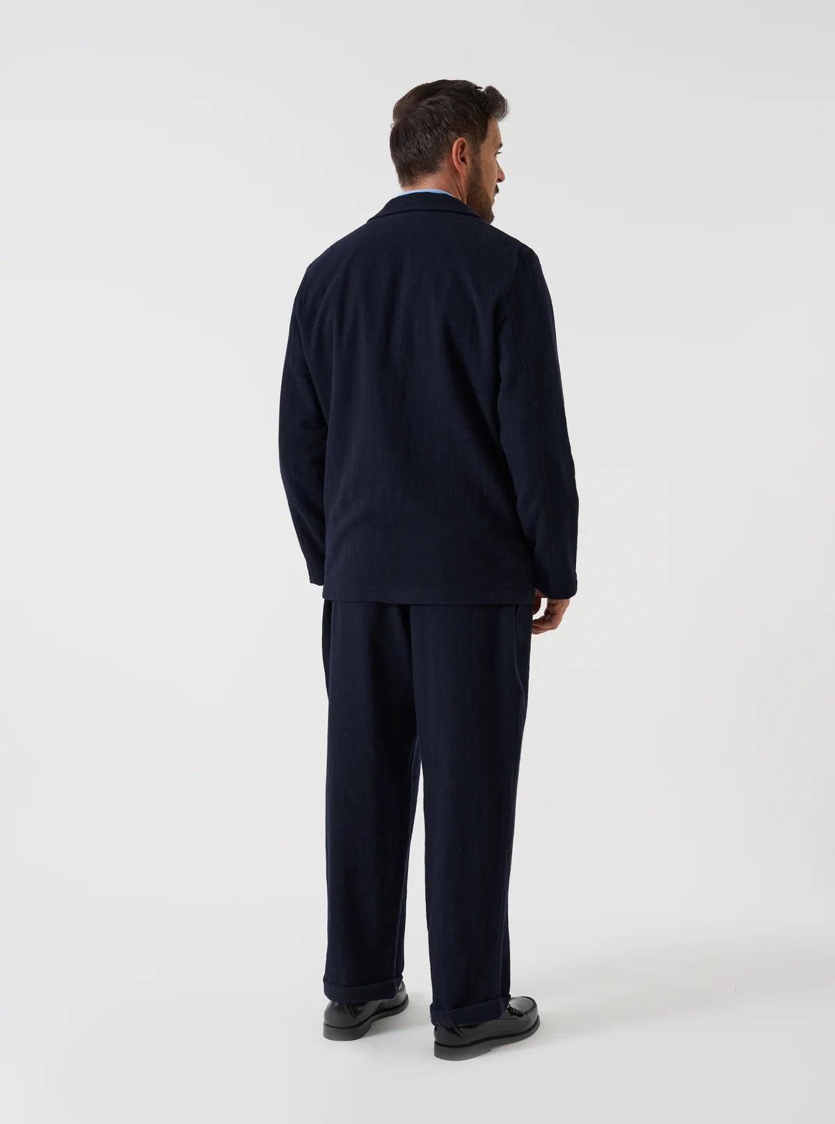 UNIVERSAL WORKS Dark Navy Robin Wool Mix Two Button Jacket