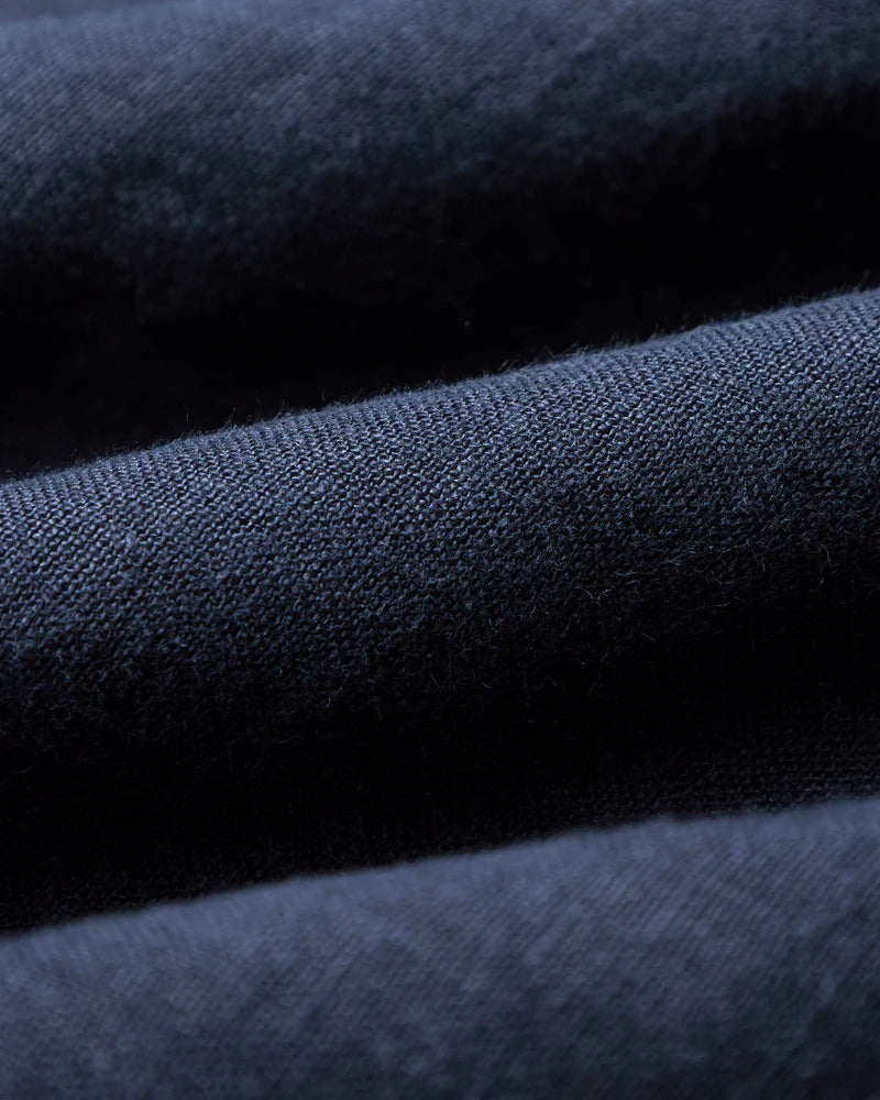 Camicia a maniche lunghe in lino di flanella portoghese blu navy