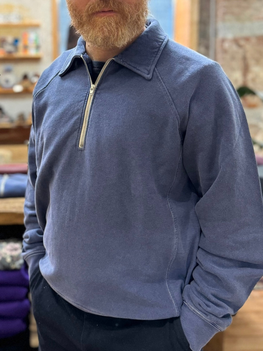 FRESH Ivy Plated Polo Sweatshirt in Indigo