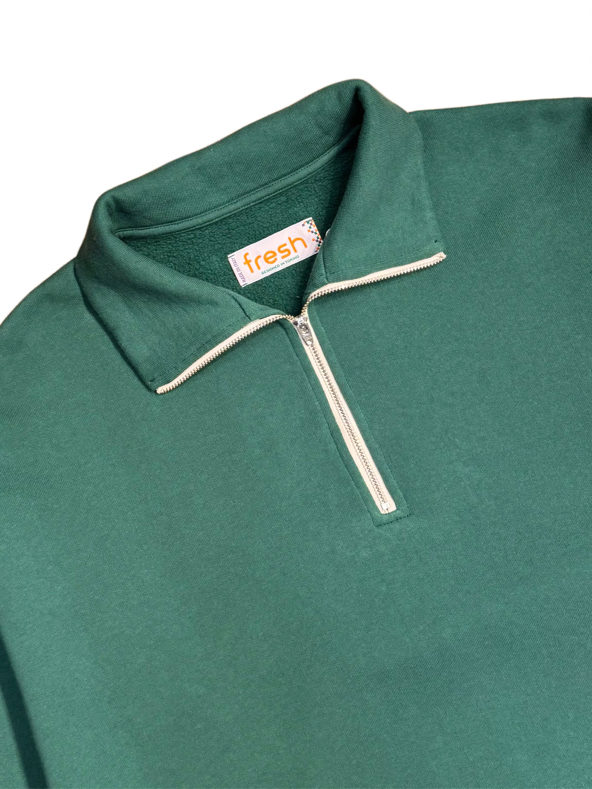 FRESH Barry Cotton Quarter-Zip Sweatshirt in Green