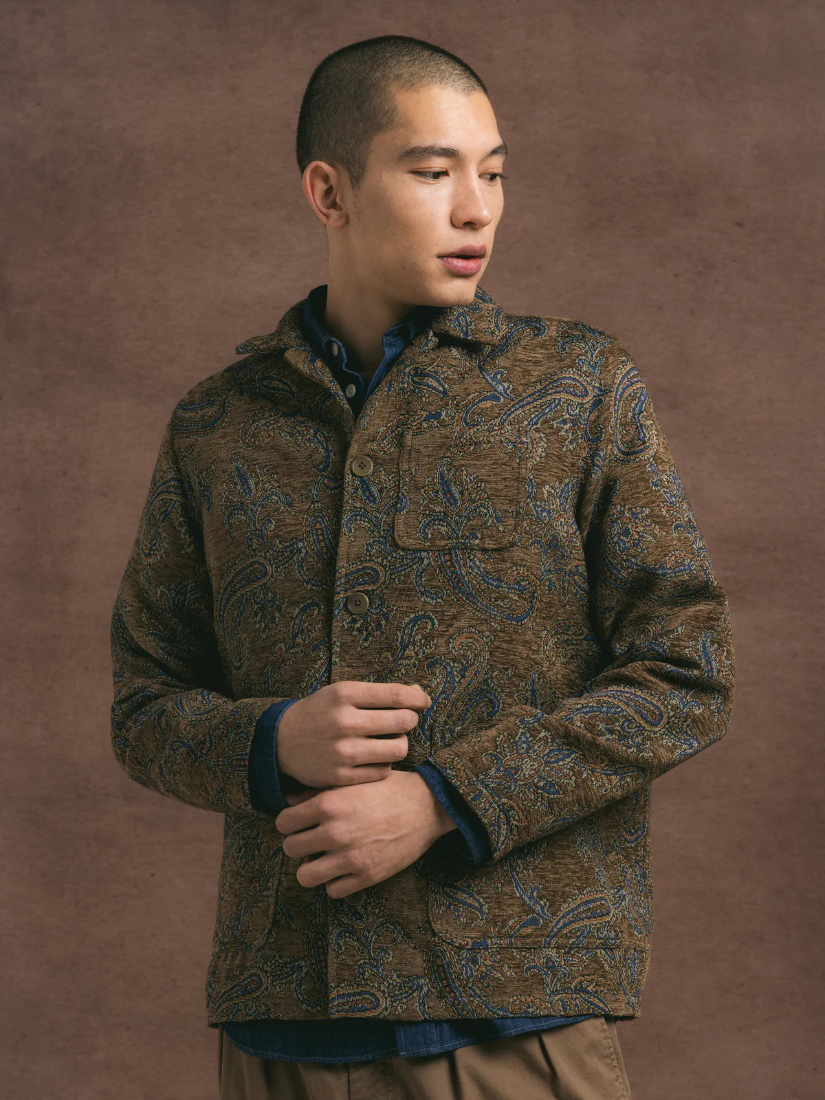 KESTIN Ormiston Jacket in Olive Paisley Jacquard