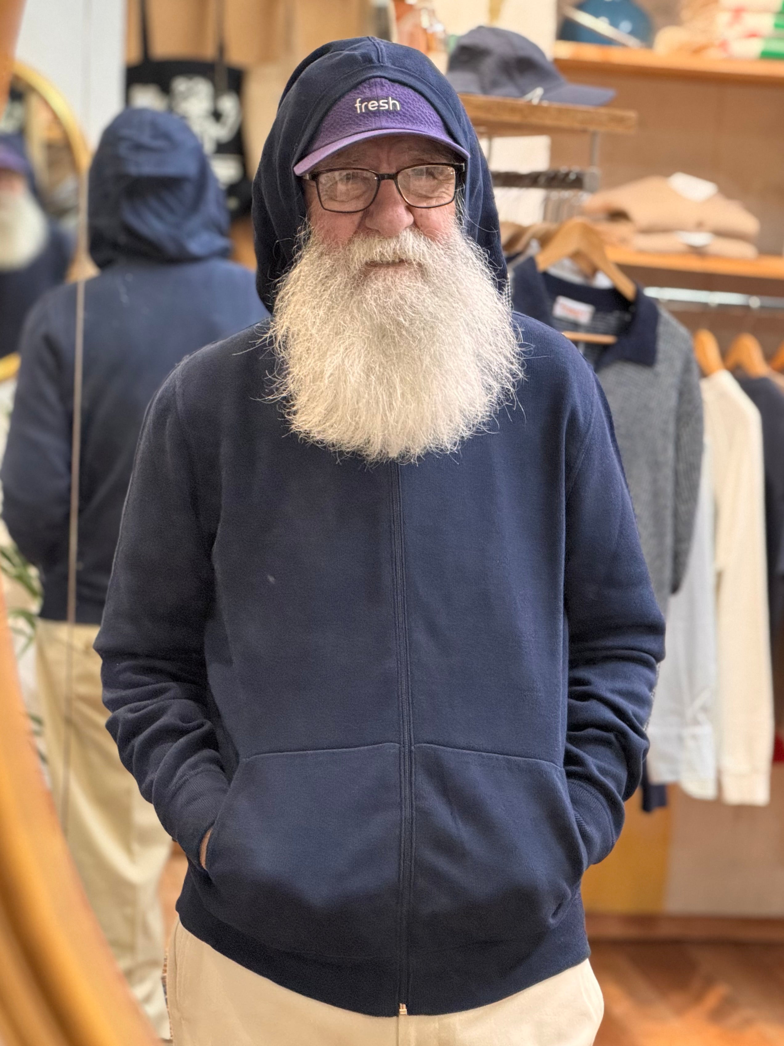 Sweat-shirt à capuche en coton bleu marine NEUF