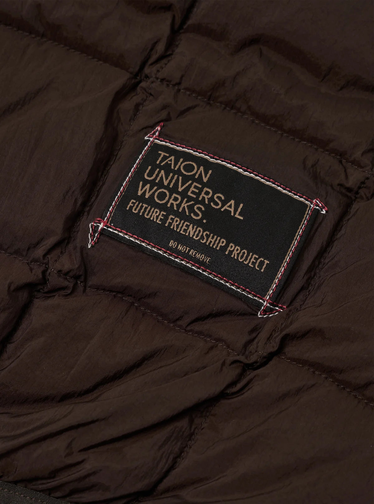 TAION x UNIVERSAL WORKS Brown Nylon Soft Shell Down Cardigan