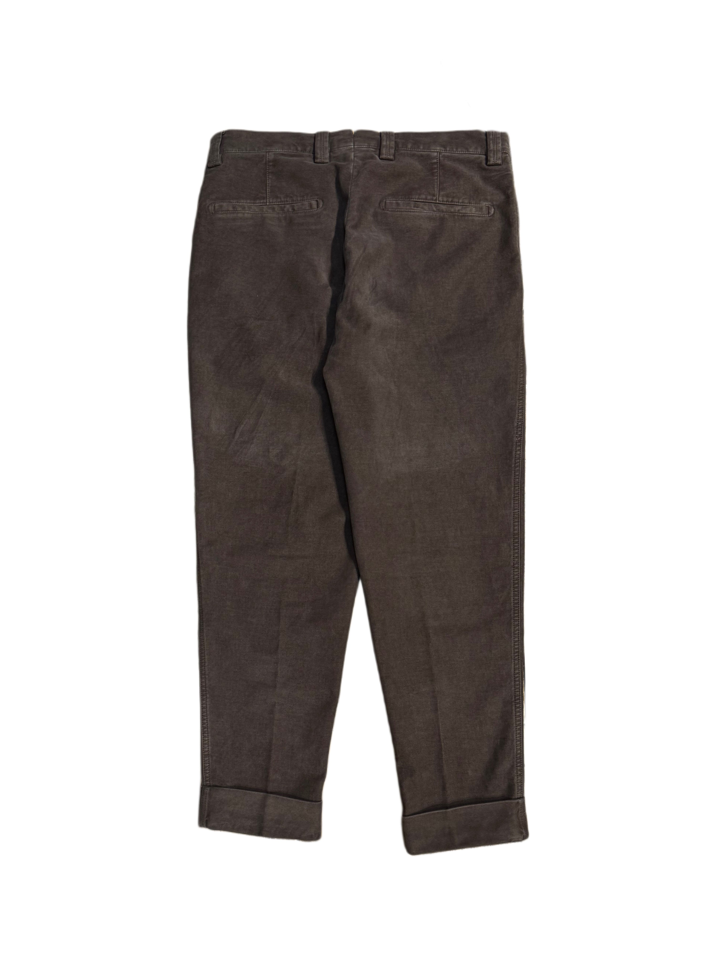 FRESH Camogli Moleskin Pleated Chino Pants In Brown