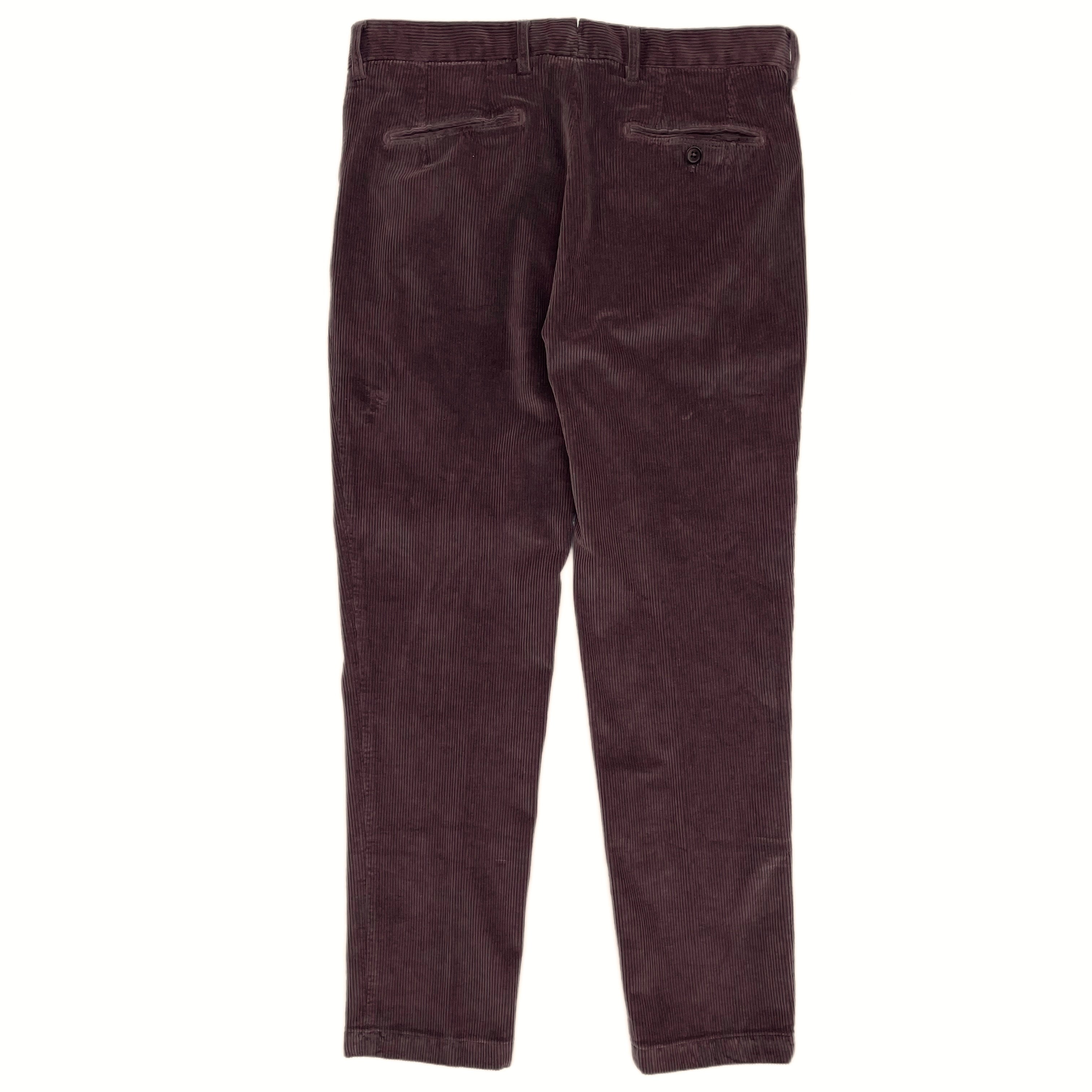 FRESH Pantalon chino plissé en velours côtelé marron