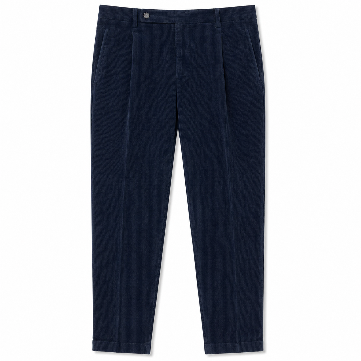Pantaloni chino a pieghe in velluto a coste FRESH in blu scuro