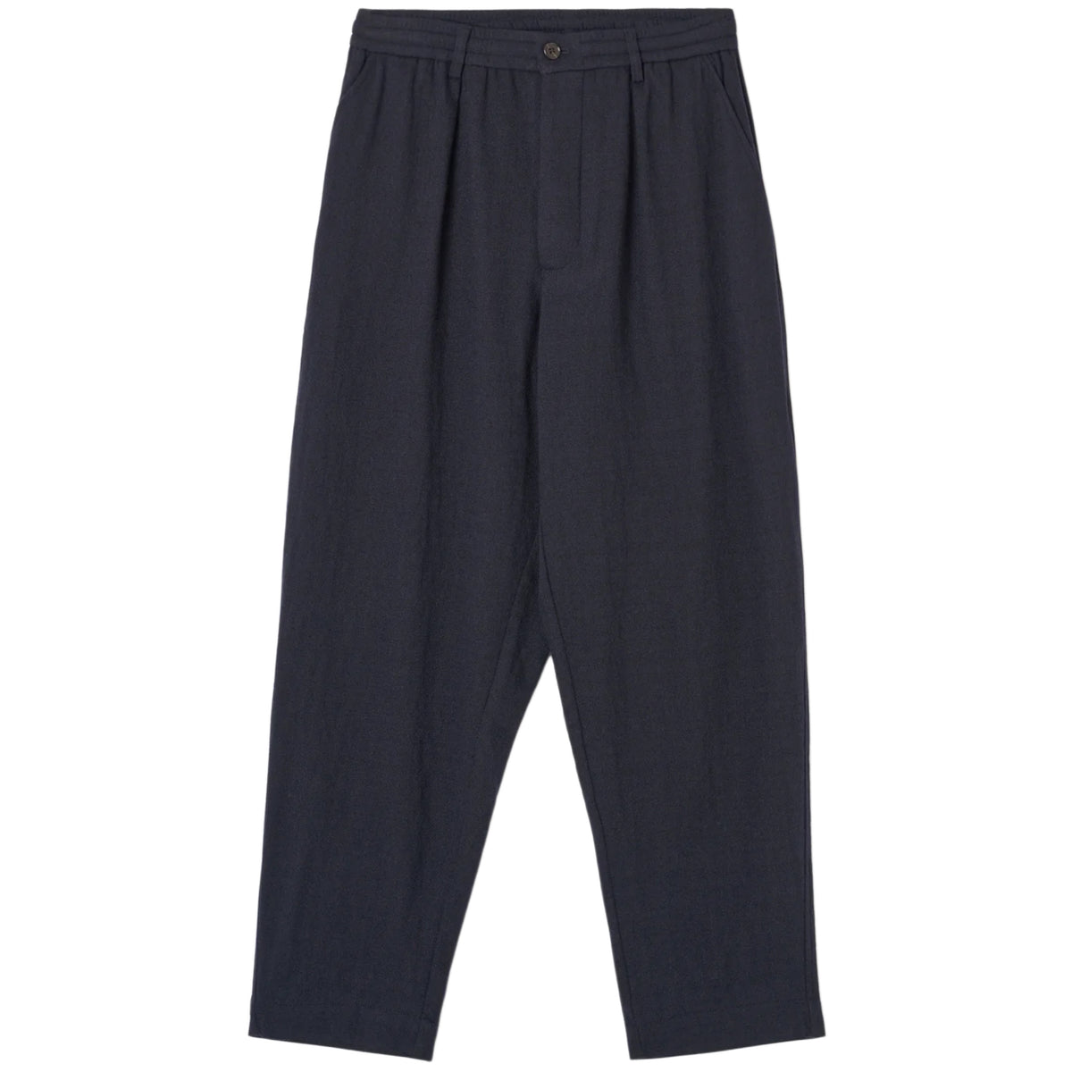 UNIVERSAL WORKS Dark Navy Robin Wool Mix Pleated Track Pant