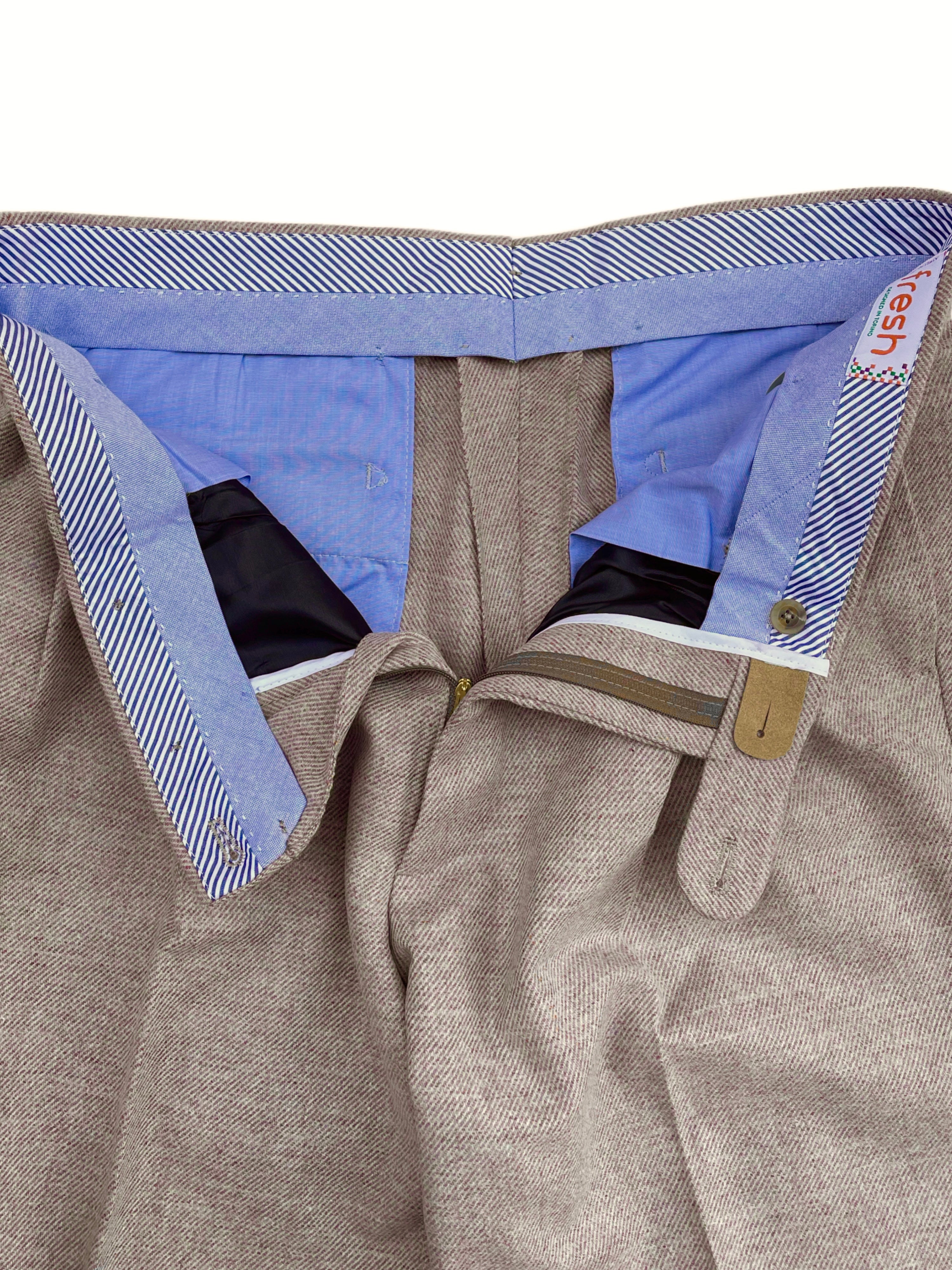 Pantaloni chino a 2 pieghe in lana FRESH color rosa