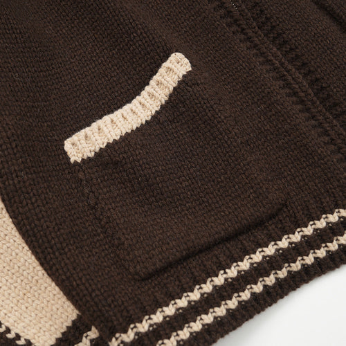 FRIZMWORKS Wool Varsity Cardigan Brown Tan