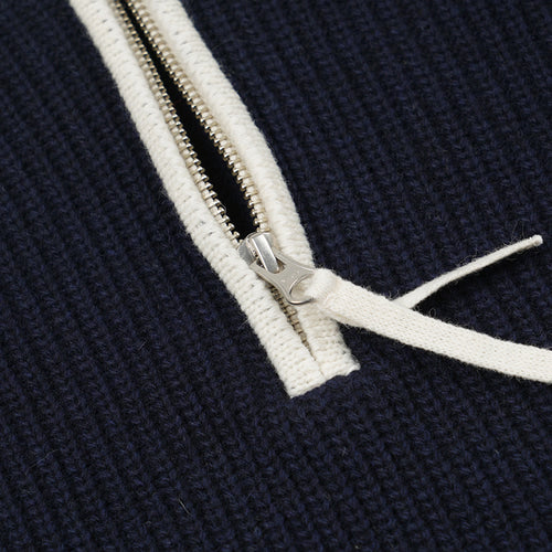 FRIZMWORKS Contrast Collar Half Zip Knit Navy