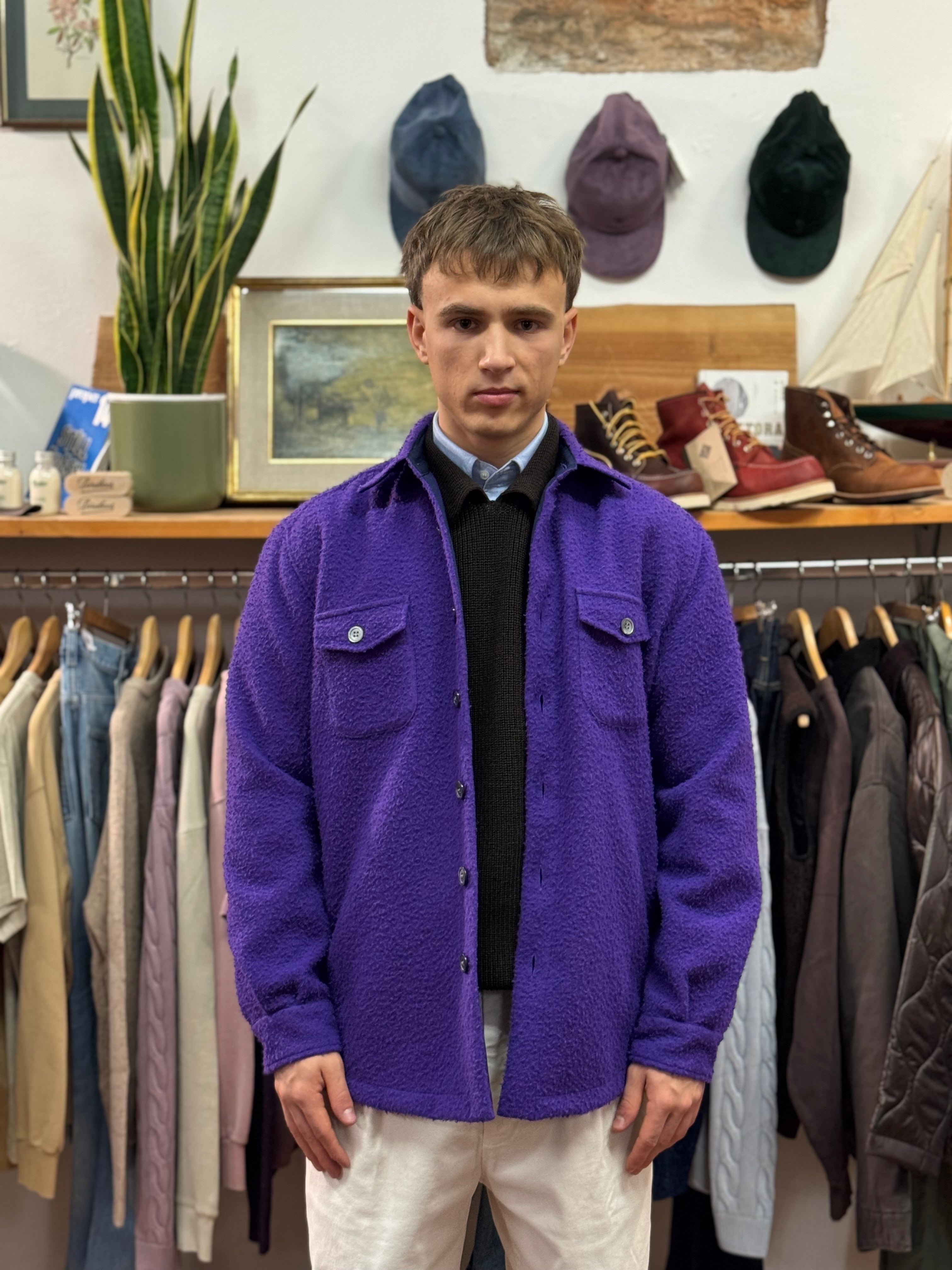 FRESH Casentino Wool Overshirt in Purple