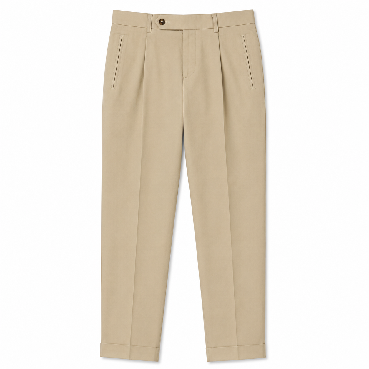 Pantaloni chino plissettati FRESH Nervi in cotone lyocell beige