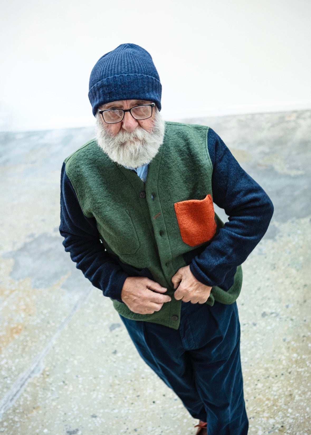 UNIVERSAL WORKS x Fresh Cardigan Wool Fleece Olive Rust