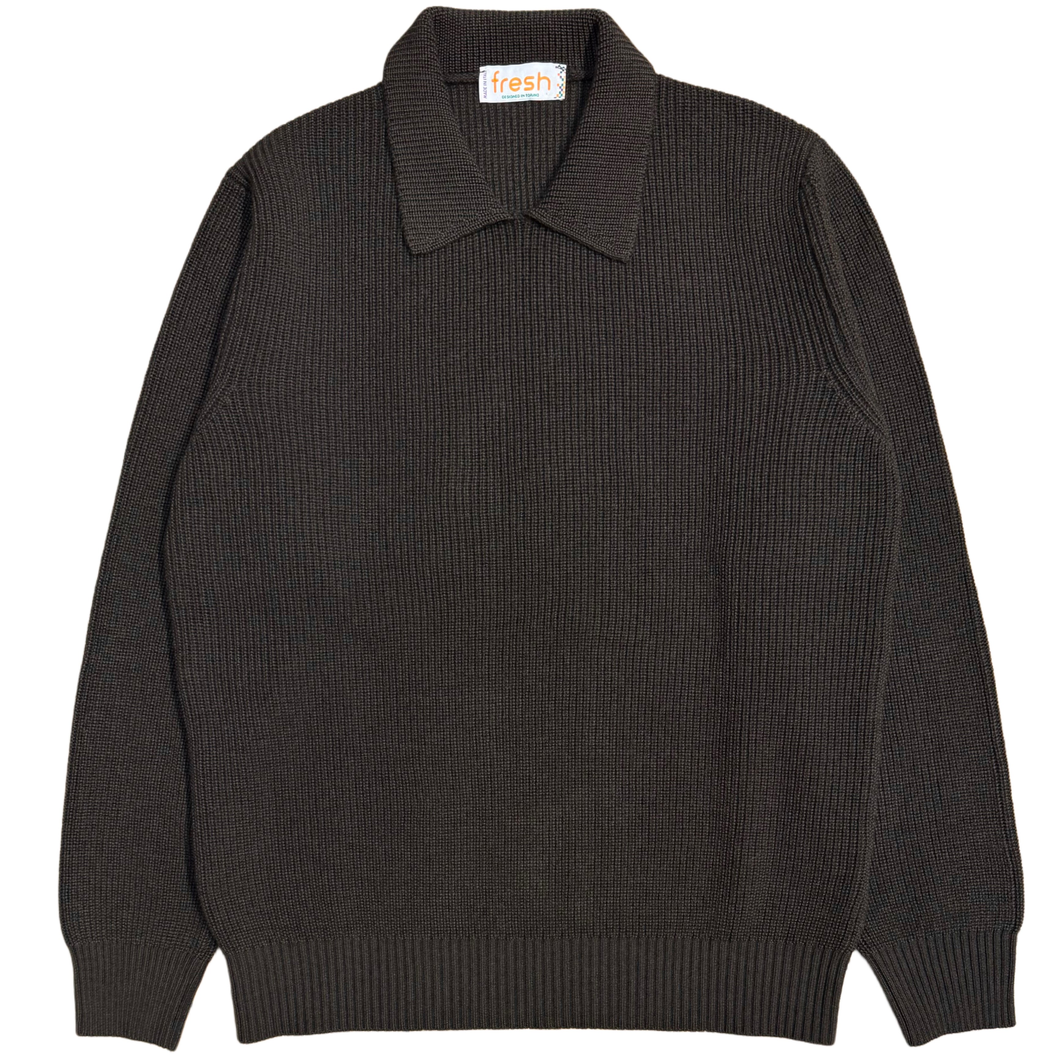 FRESH Sound Merino Polo Sweater In Brown