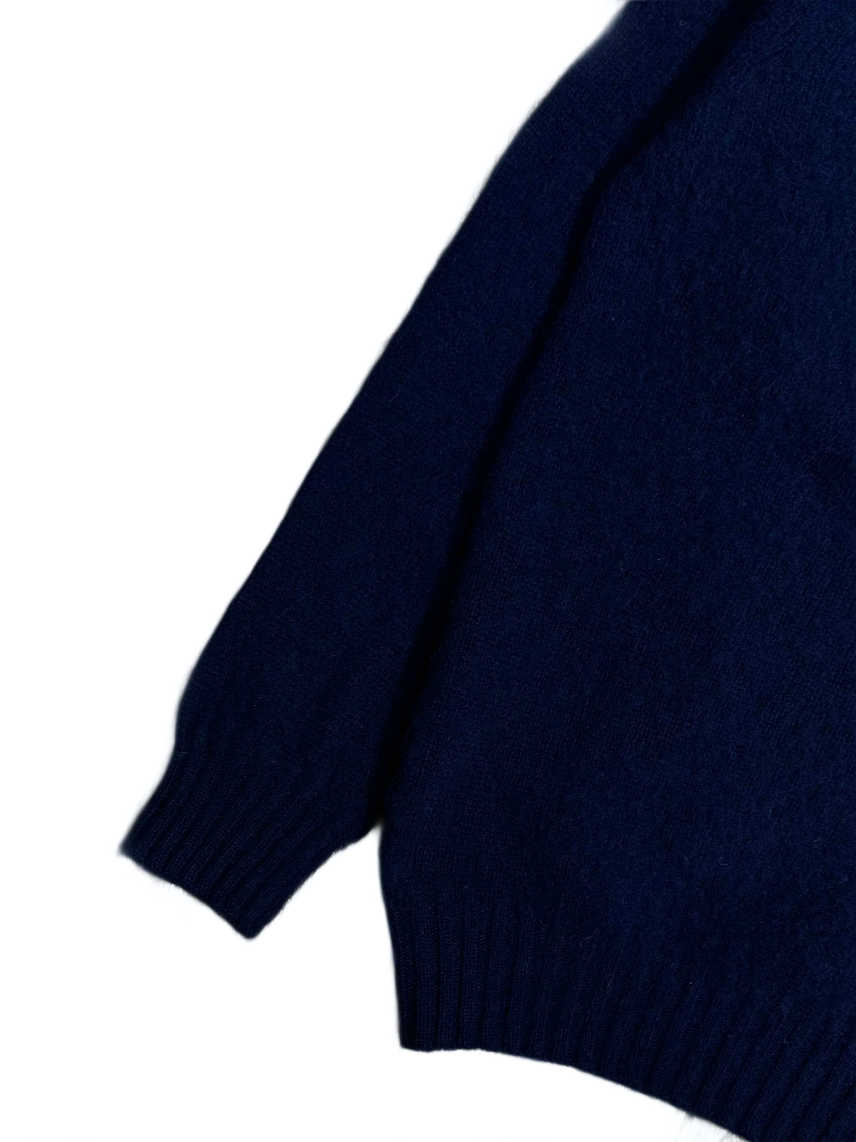 FRESH Sean Shaggy Shetland Wool Jumper In Navy