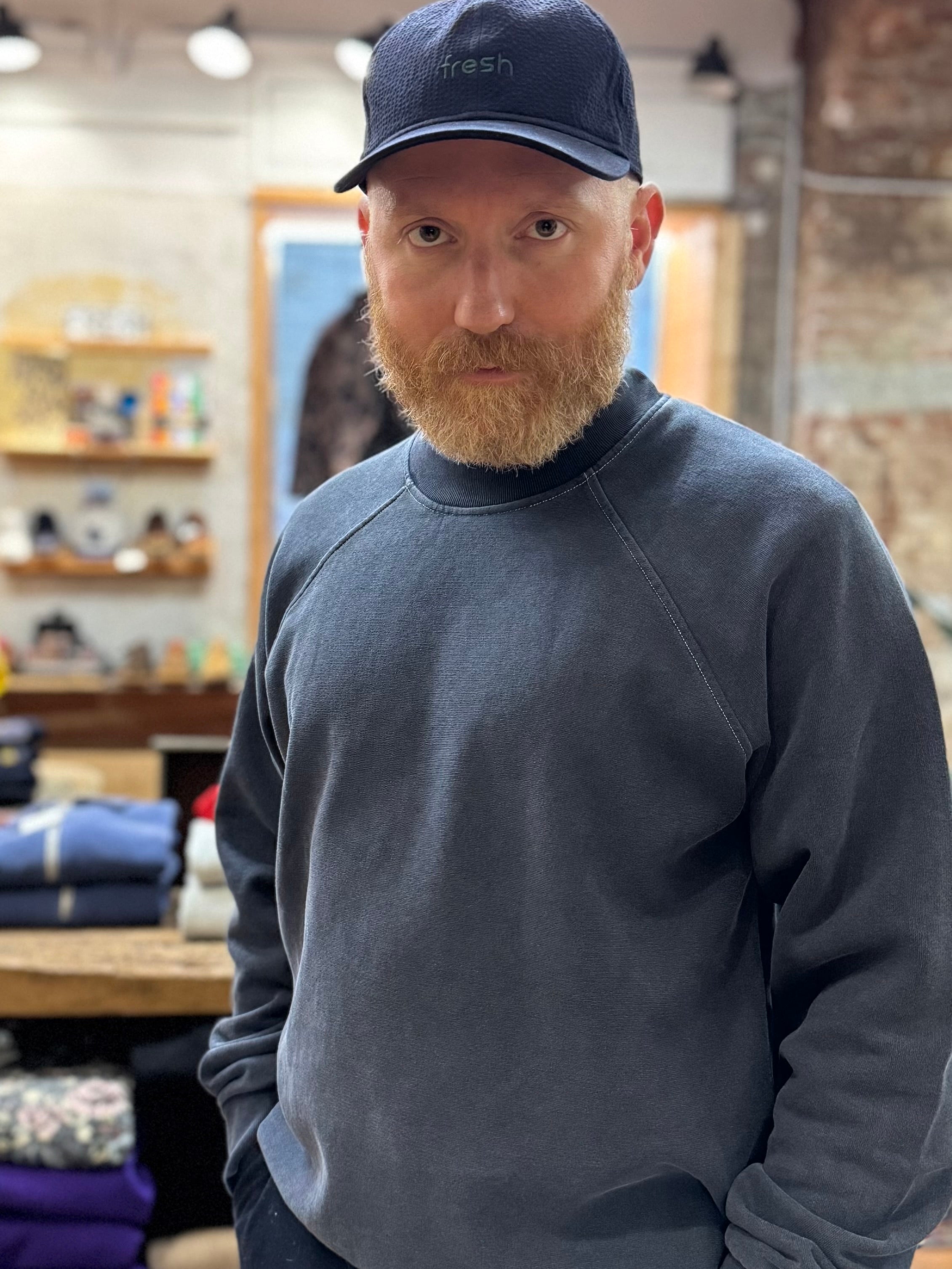 FRESH Billie Plated Cotton Sweatshirt in Night Blue