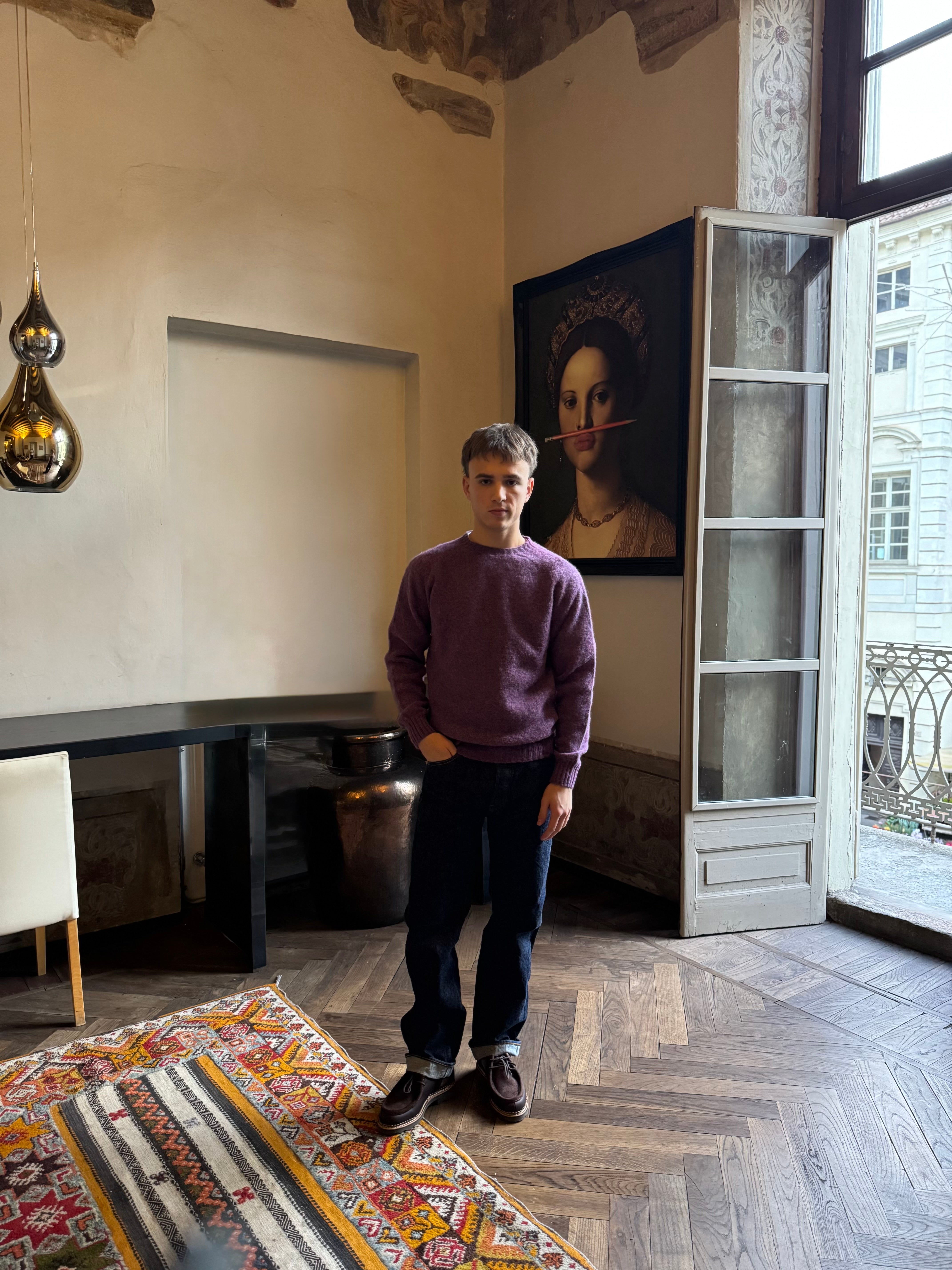 FRESH Sean Shaggy Shetland Wool Jumper In Calluna