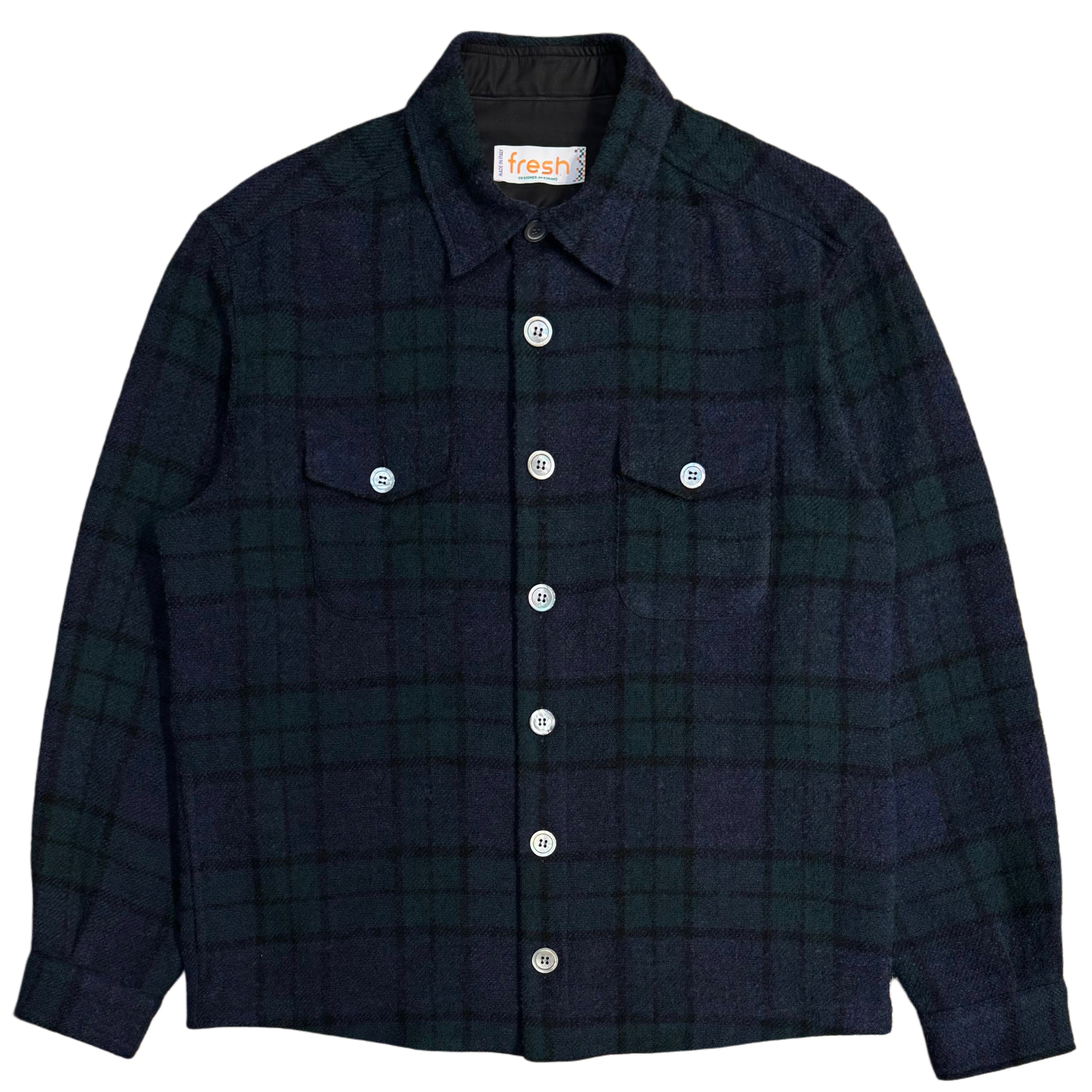 FRESH Tartan Wool Overshirt in Blue and Green