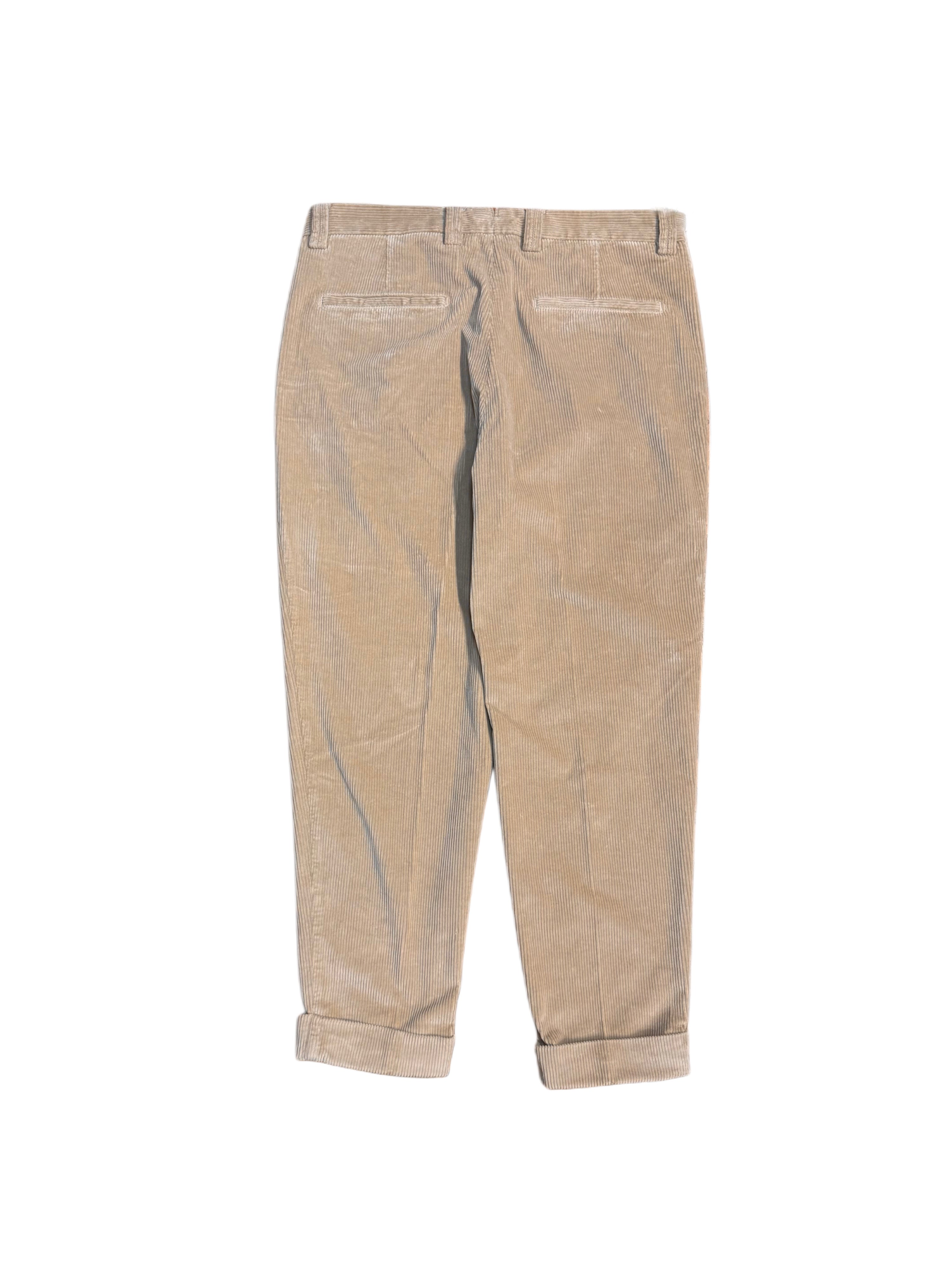 FRESH Camogli Corduroy Pleated Chino Pants In Beige