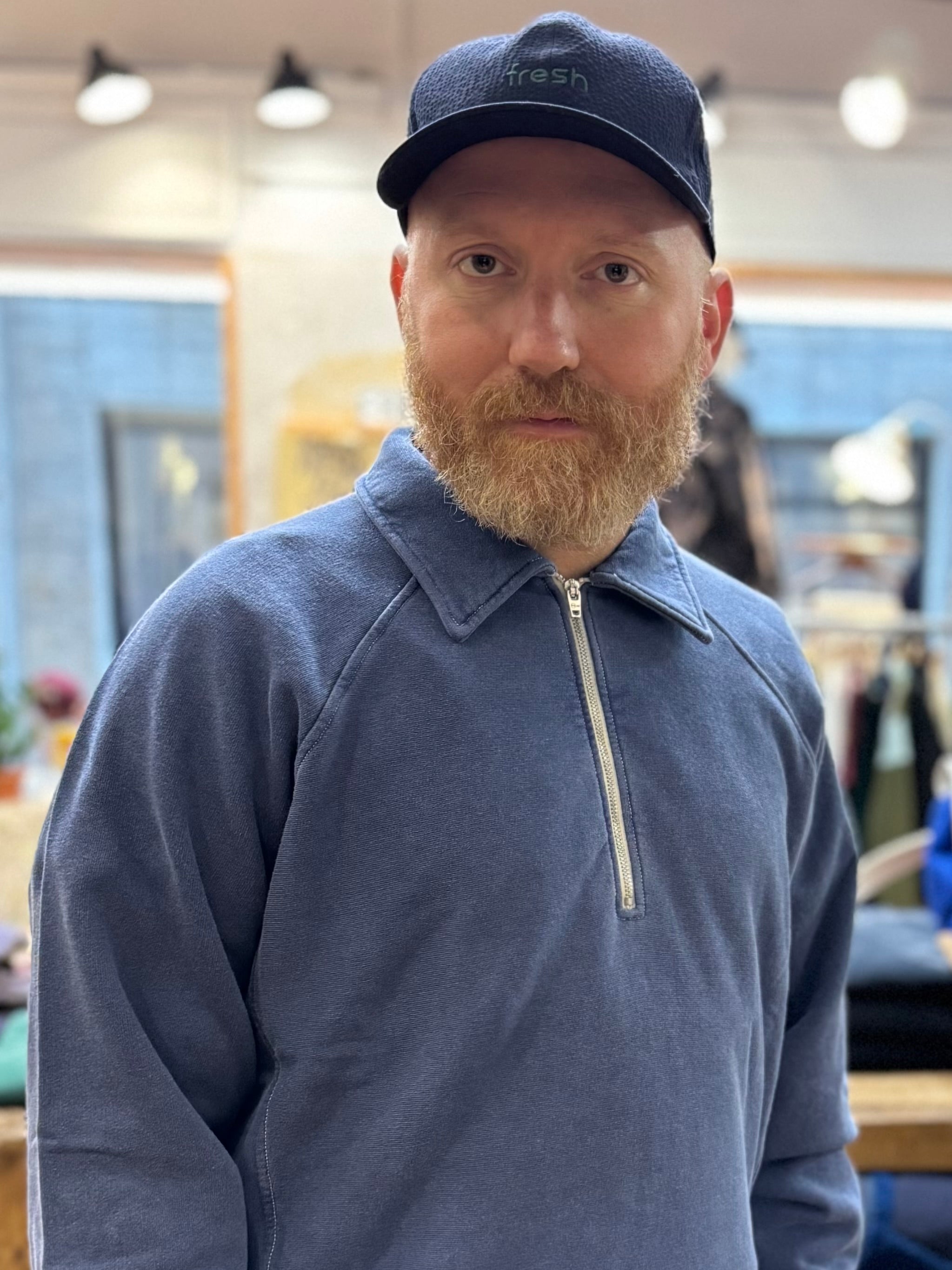 FRESH Ivy Plated Polo Sweatshirt in Indigo