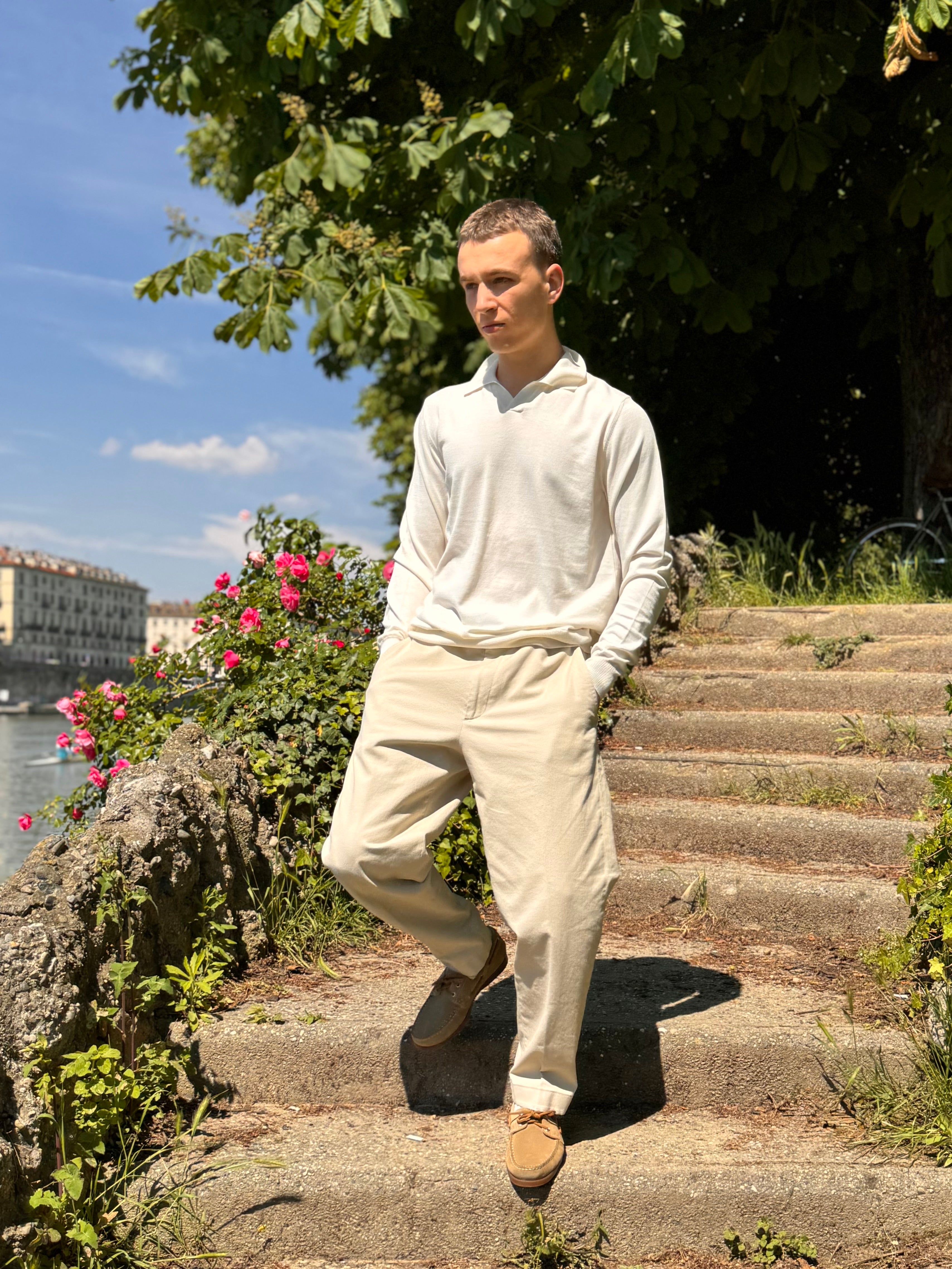 FRESH Morrissey Cotton Polo Shirt in White
