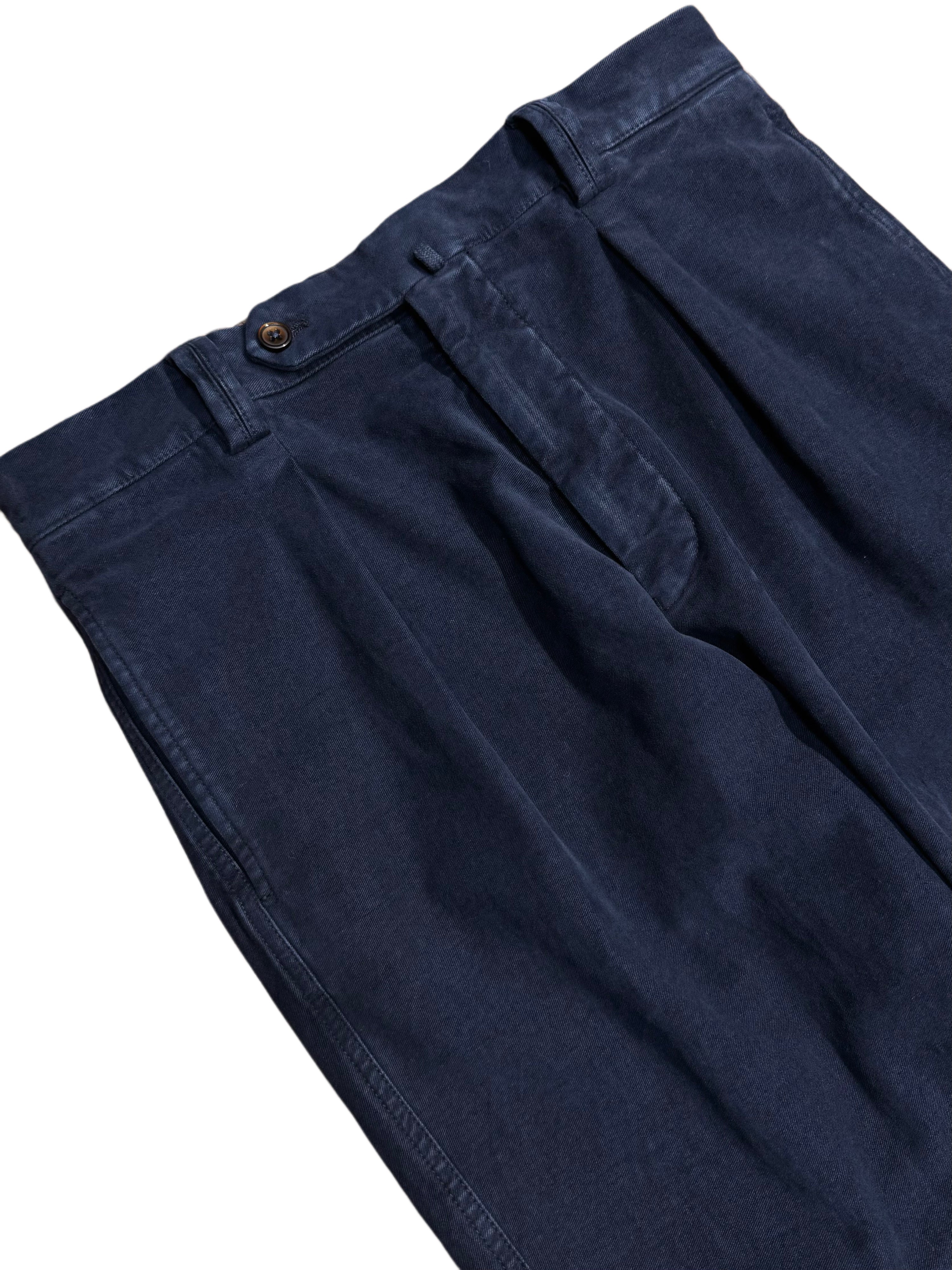 FRESH Camogli Moleskin Pleated Chino Pants In Navy